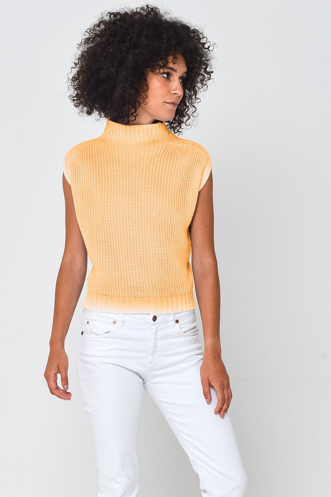 Spray Art Ribbed Mini Knit in Sundance - Sweaters