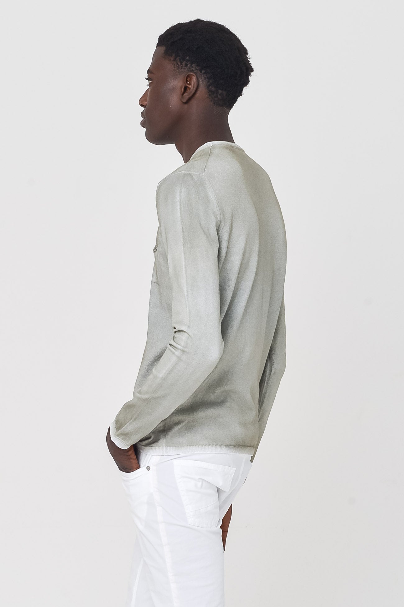 Spray Art Rolled Hem Jumper in Palm - Sweaters