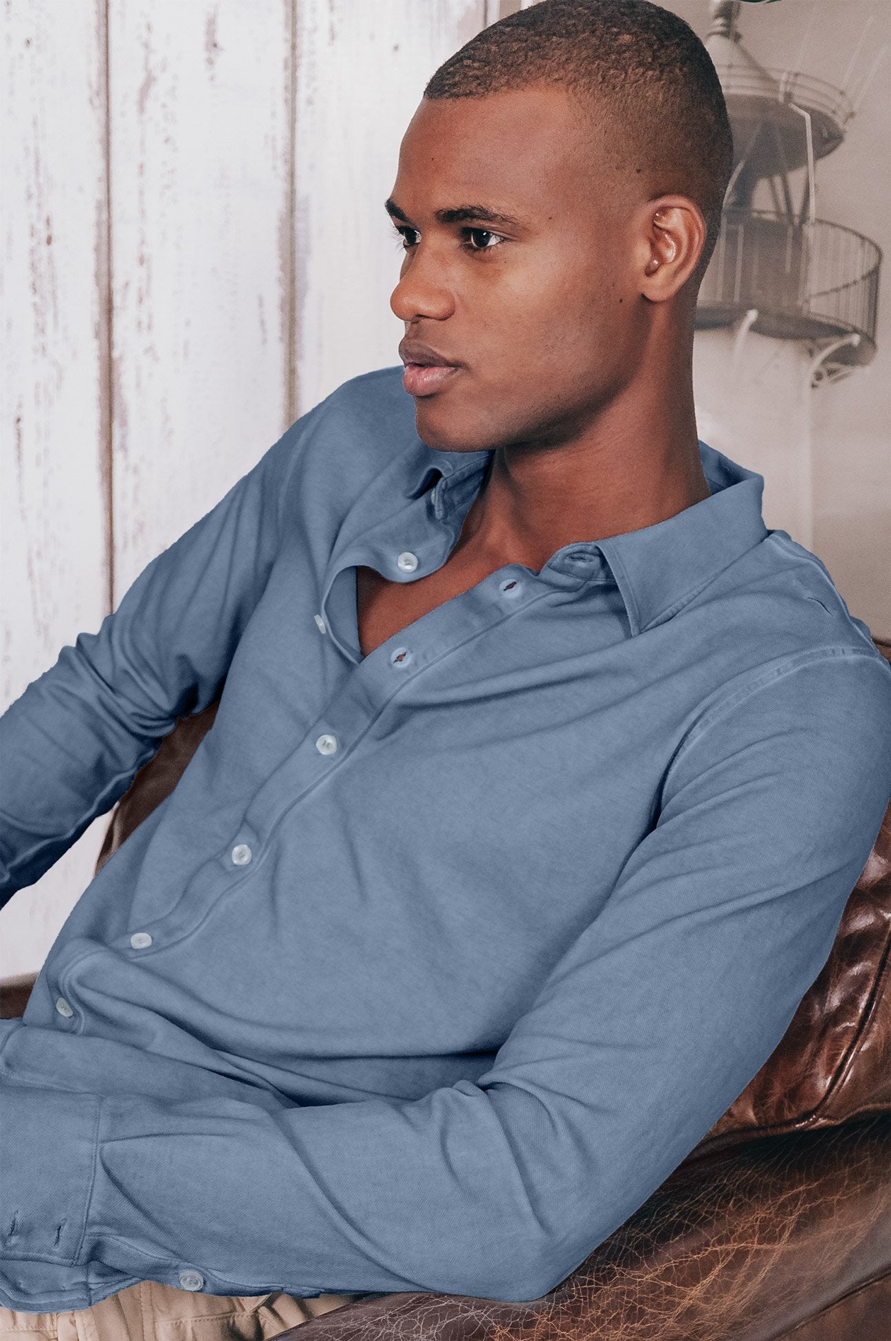 Stretch Cotton Pique Shirt - Jeans - Shirts