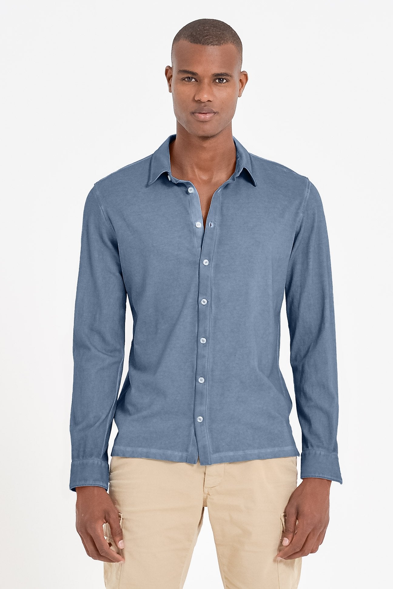 Stretch Cotton Pique Shirt - Jeans - Shirts