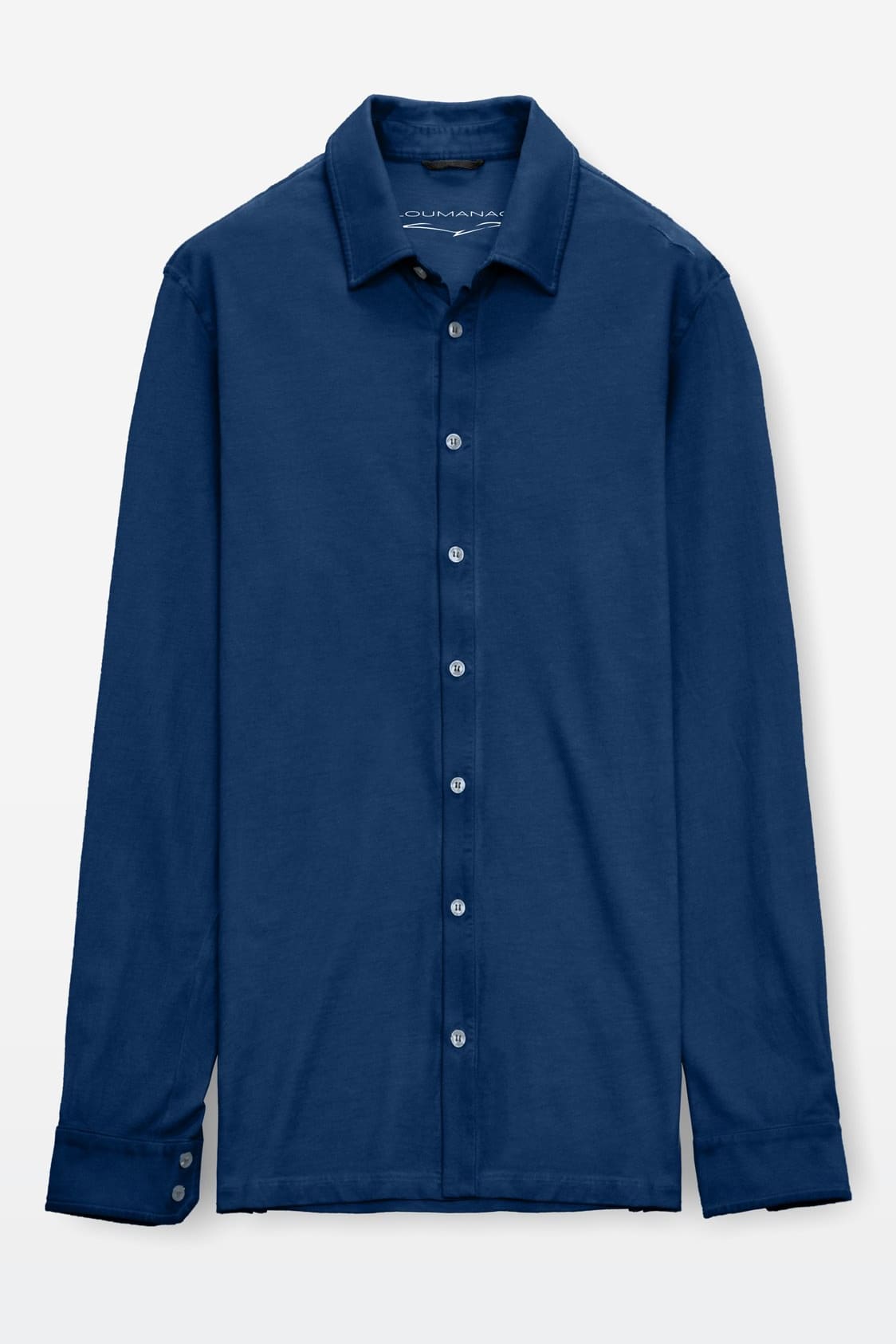 Stretch Cotton Pique Shirt - Navy - Shirts