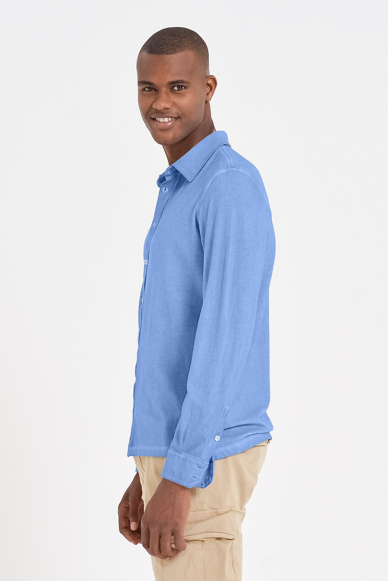 Stretch Cotton Pique Shirt - Santorini - Shirts
