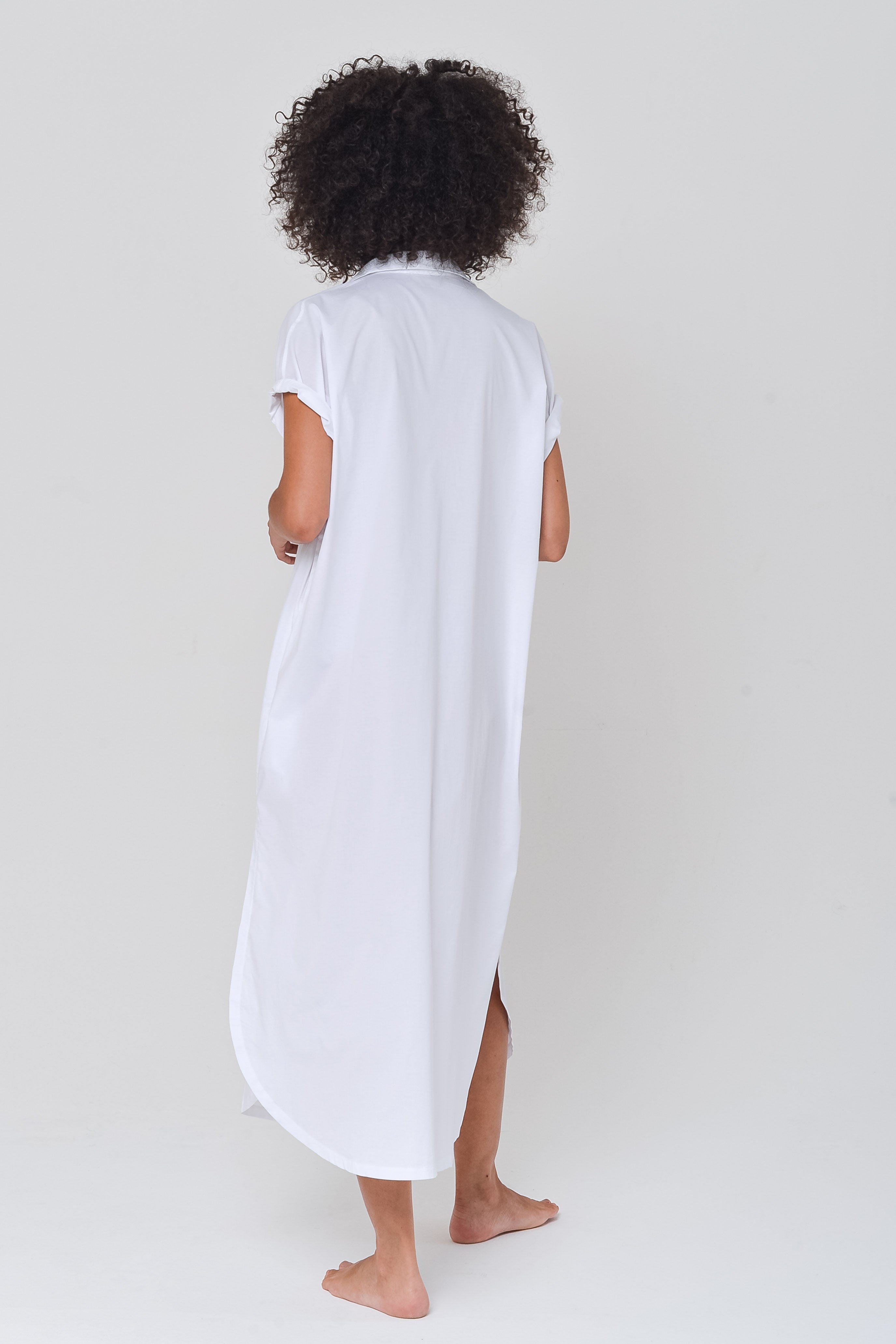 Venti Dress in Poplin White - Shirtdress