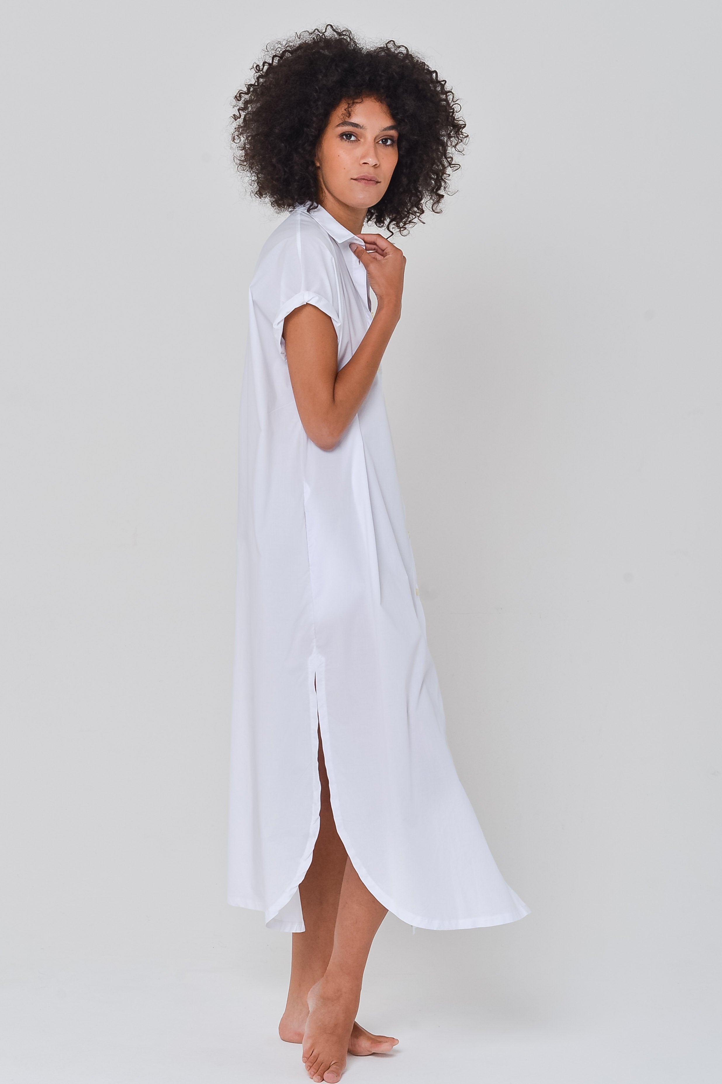 Venti Dress in Poplin White - Shirtdress