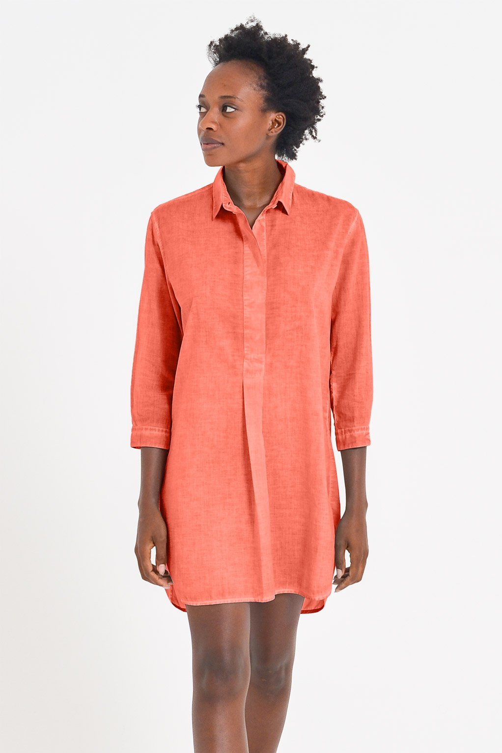 Voile Mini Shirtdress - Corallo - Chemisier