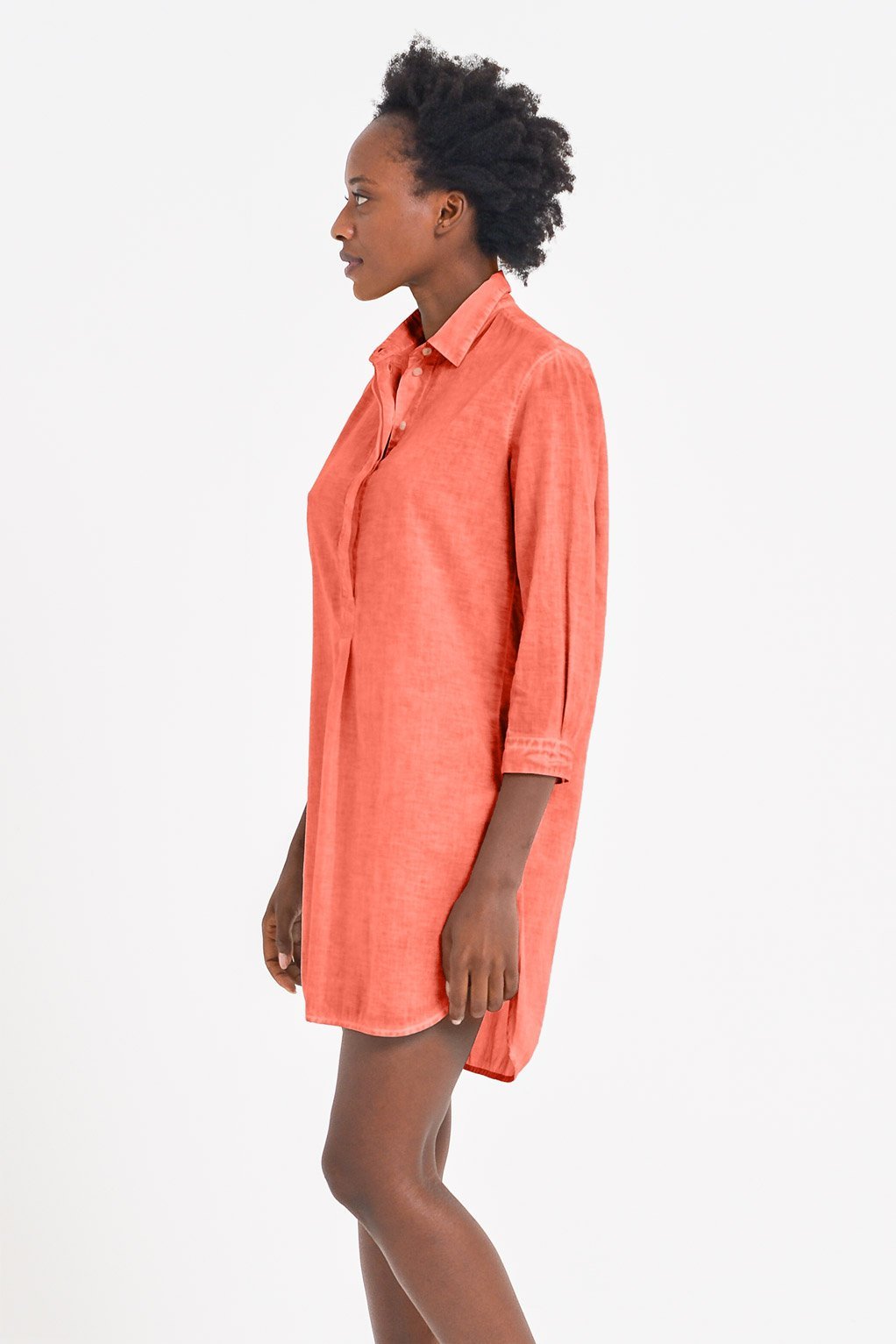 Voile Mini Shirtdress - Corallo - Chemisier