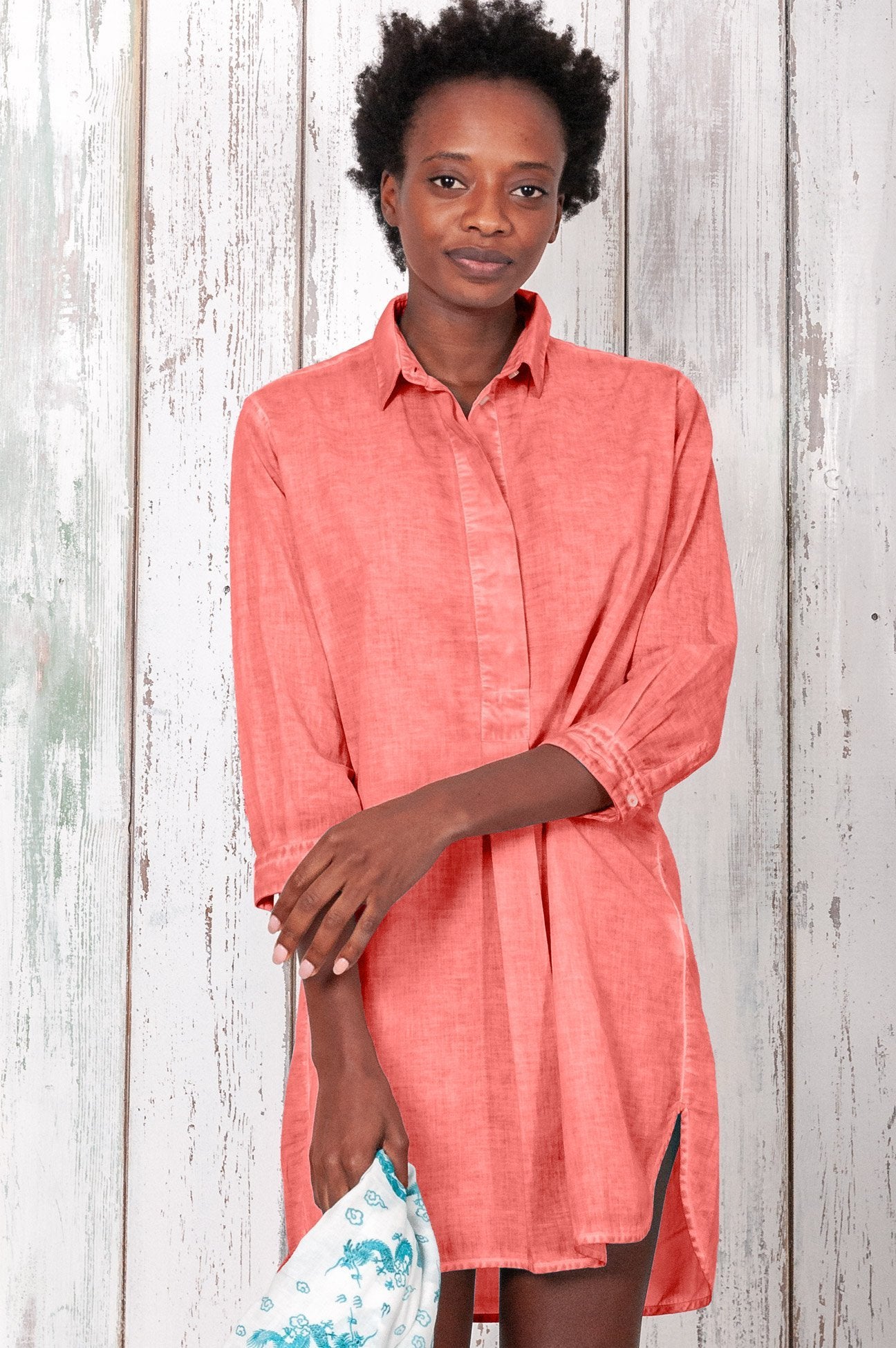 Voile Mini Shirtdress - Hibiscus - Chemisier