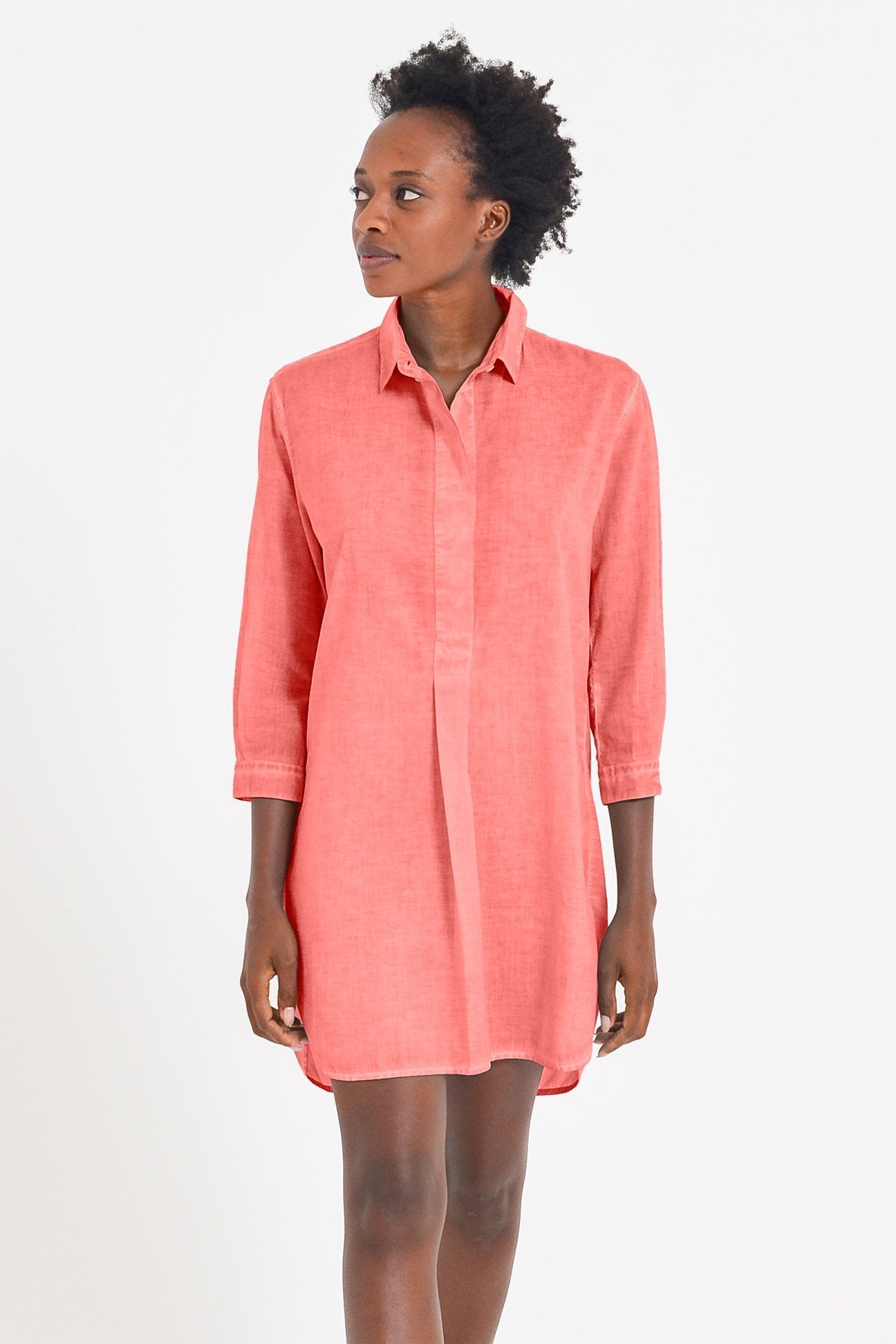 Voile Mini Shirtdress - Hibiscus - Chemisier