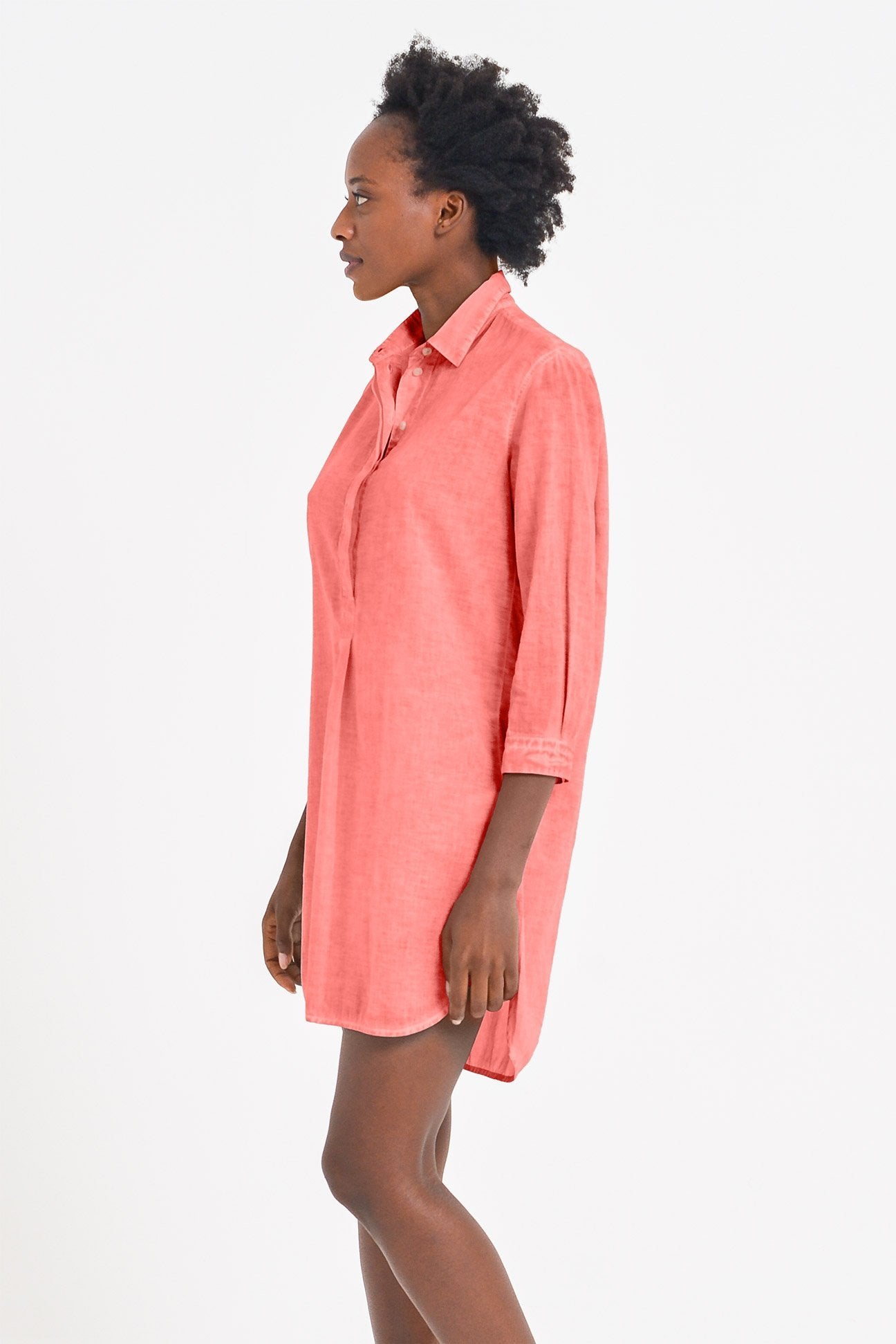 Voile Mini Shirtdress - Hibiscus - Chemisier