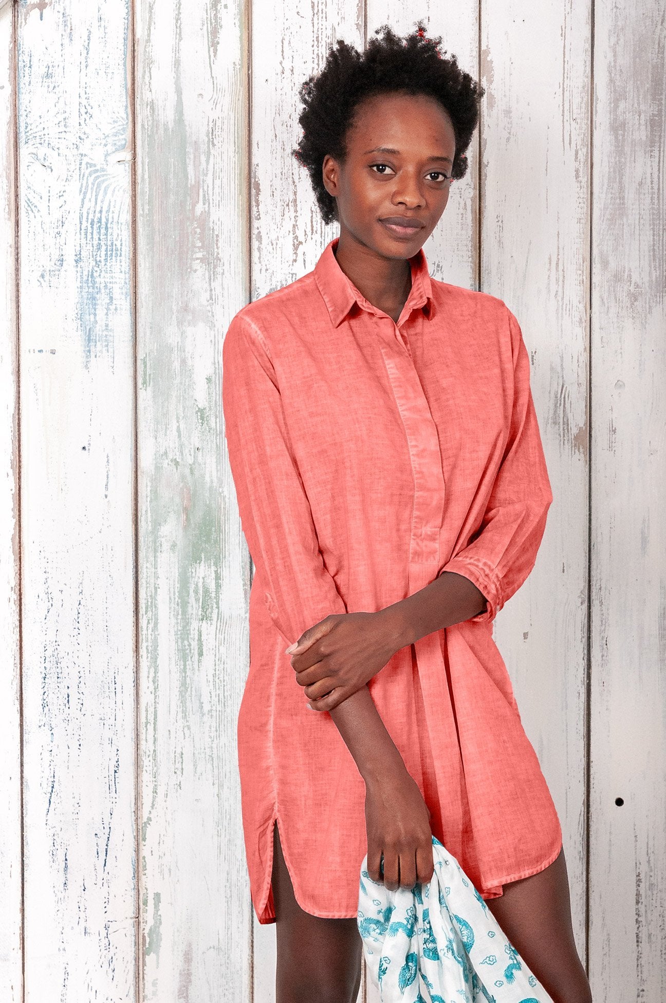 Voile Mini Shirtdress - Hibiscus - Chemisier