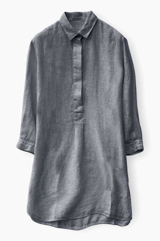 3/4 Sleeve Cotton Voile Shirtdress - Pietra - Chemisier