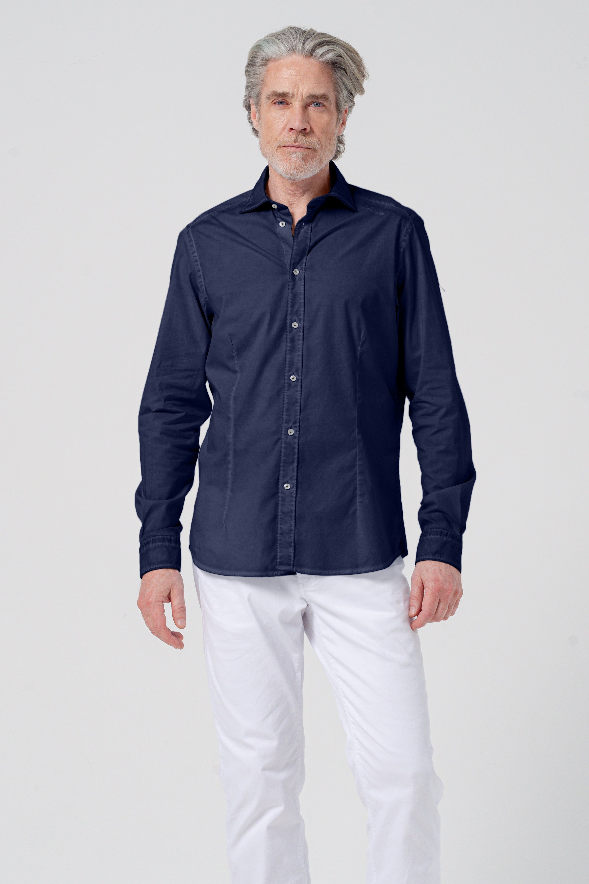 Camicia Slim Popeline Stretch - Navy
