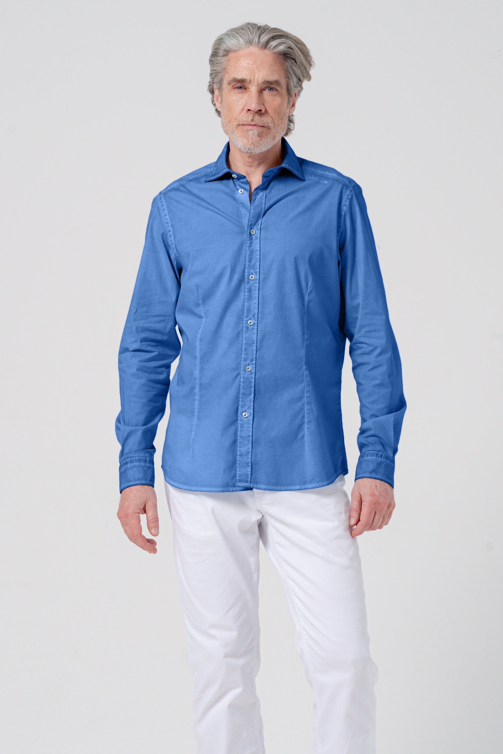 Camicia Popeline Collo Francese - Oceano