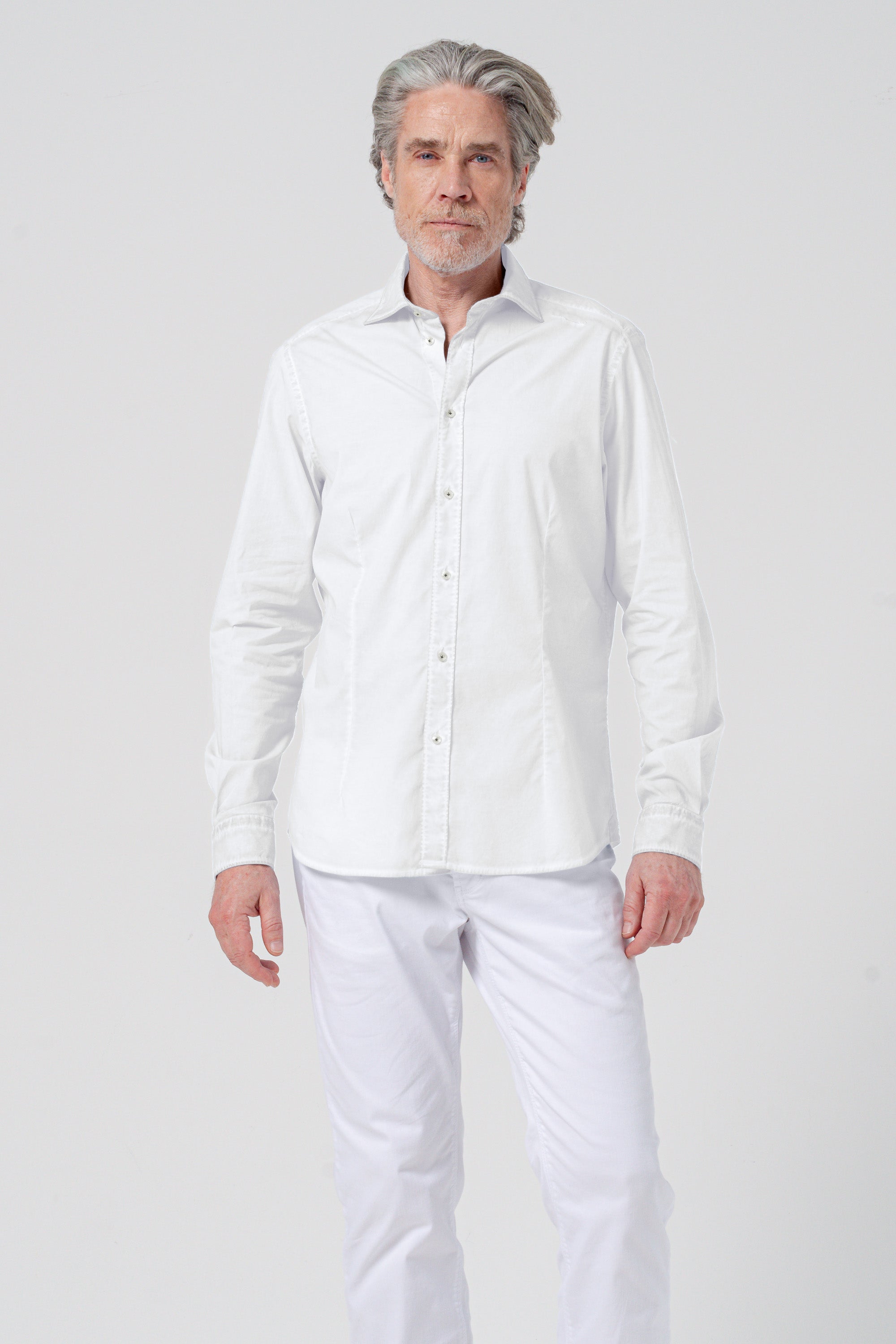 Camicia Popeline Collo Francese - Bianco