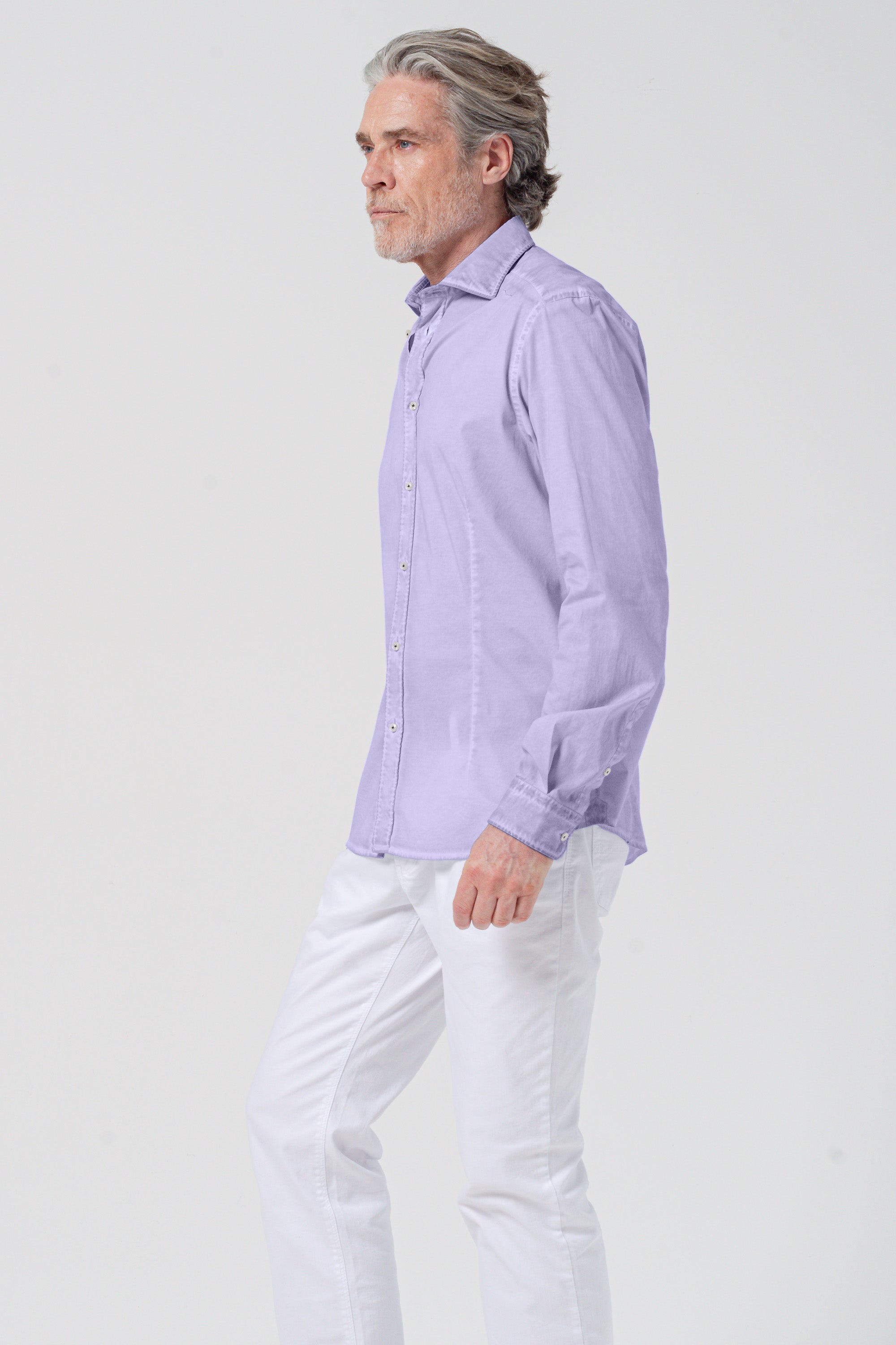 Camicia Popeline Collo Francese - Glicine