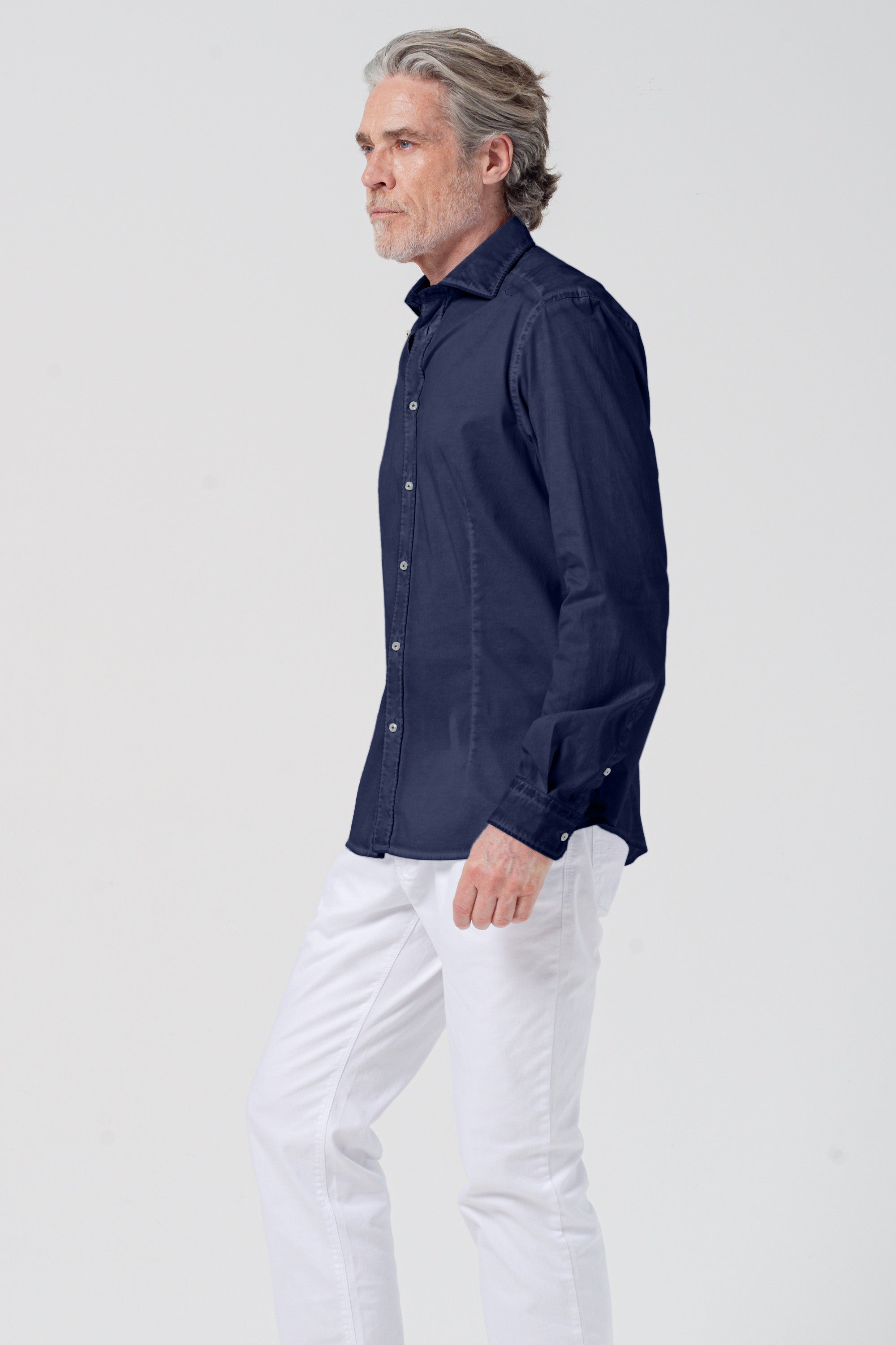 Camicia Slim Popeline Stretch - Navy