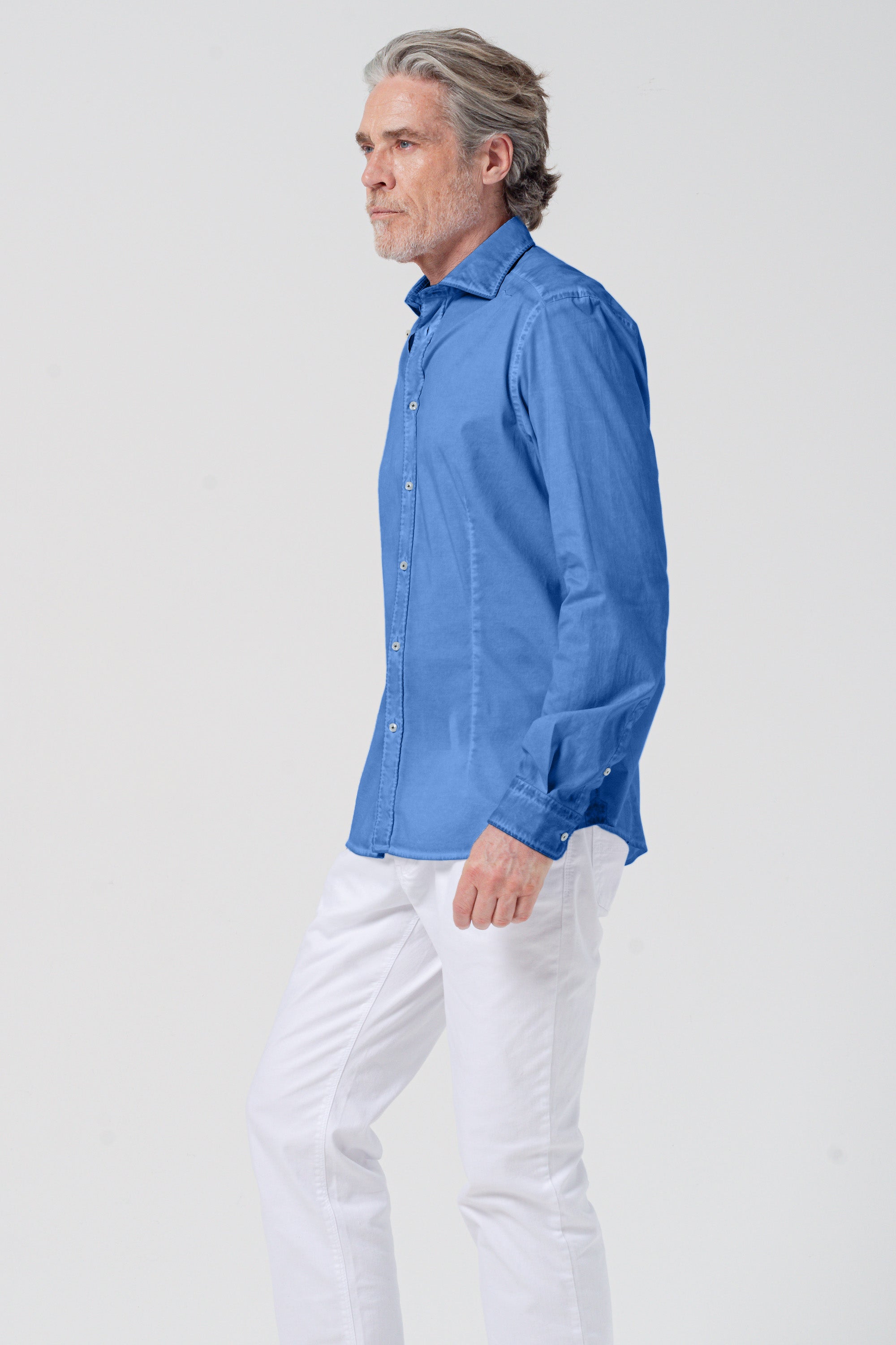 Camicia Popeline Collo Francese - Oceano
