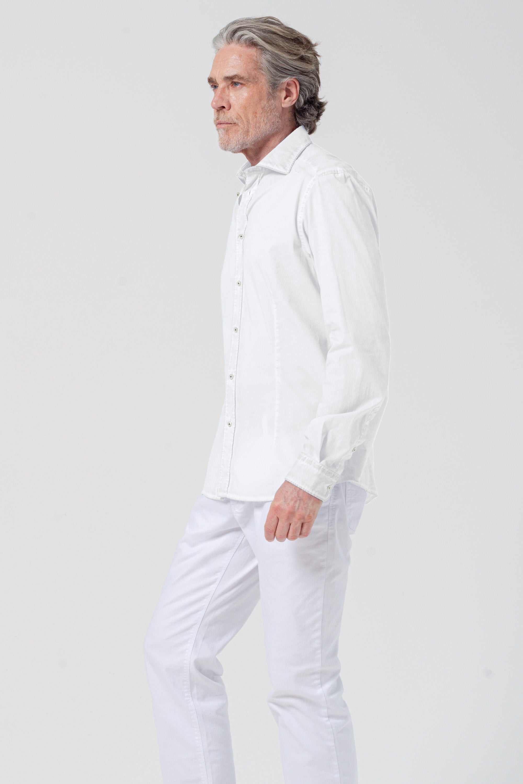 Camicia Popeline Collo Francese - Bianco