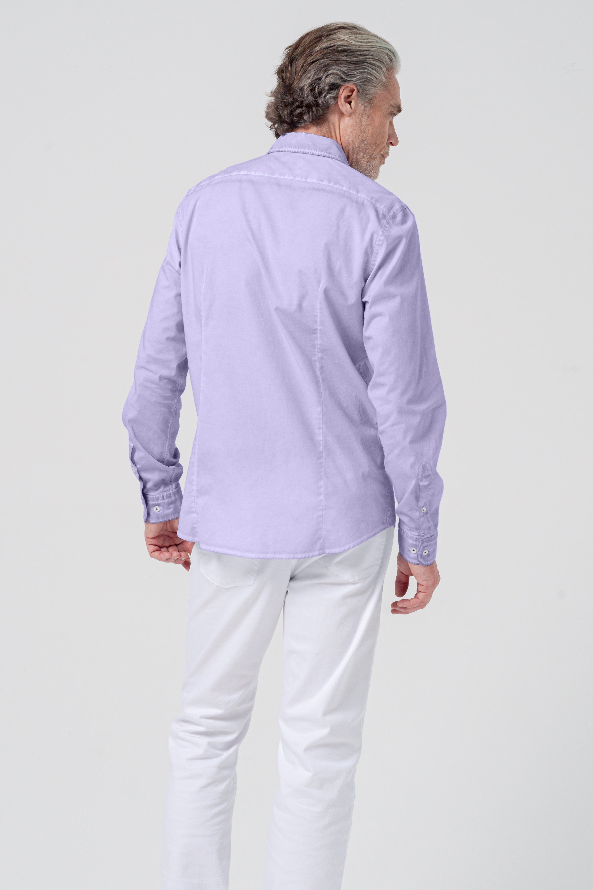 Camicia Popeline Collo Francese - Glicine