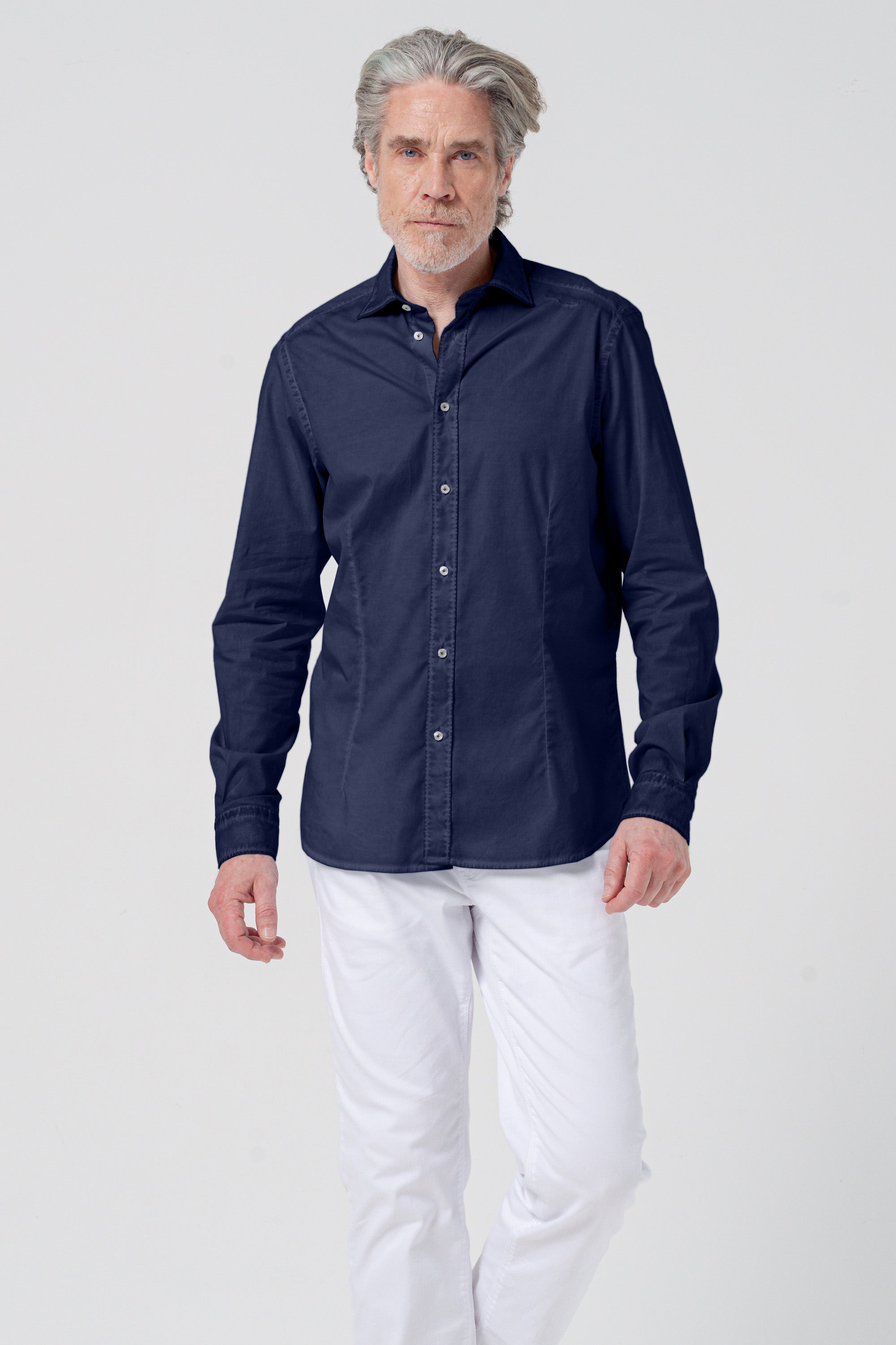 Camicia Slim Popeline Stretch - Navy