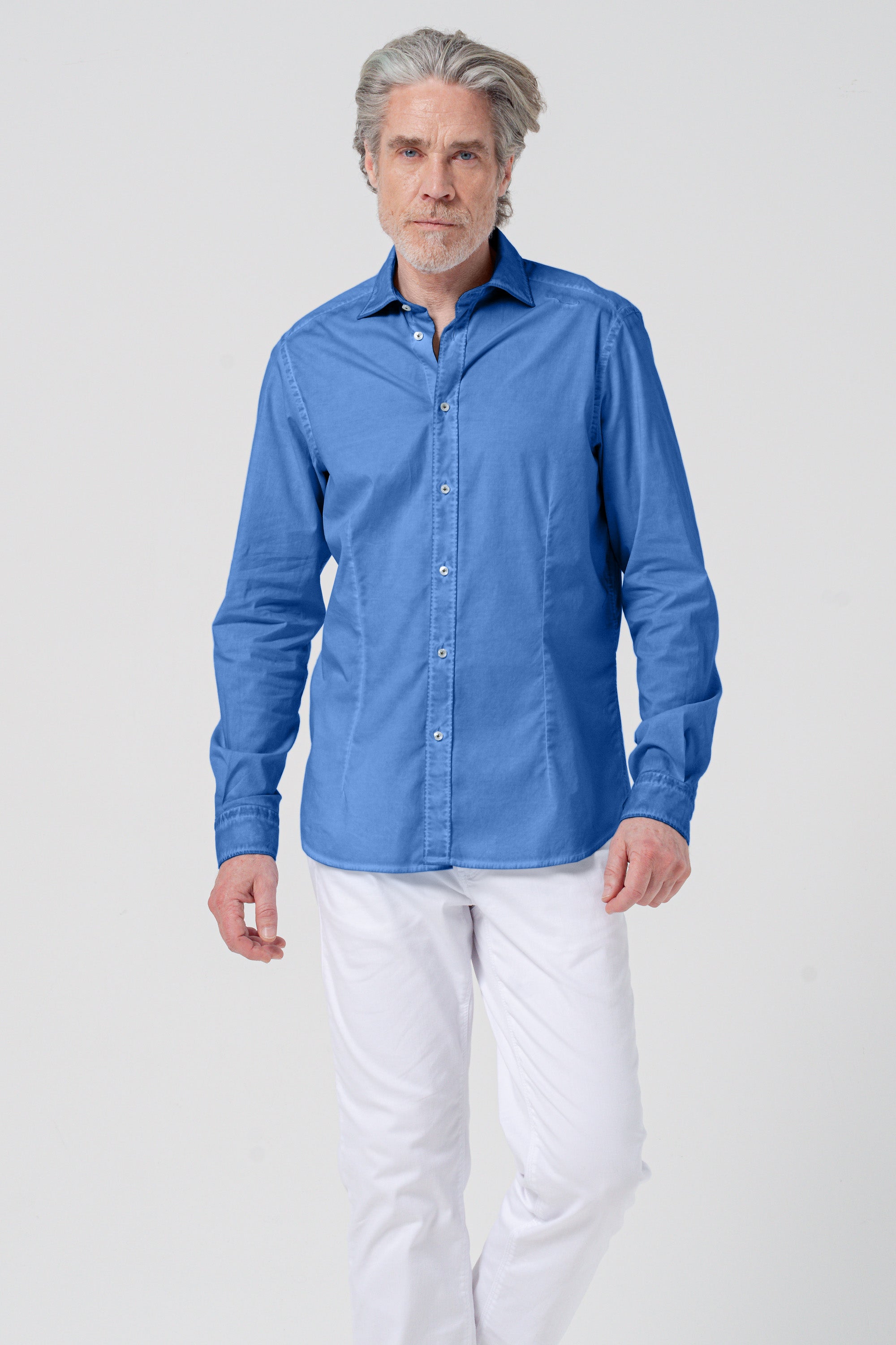 Camicia Popeline Collo Francese - Oceano
