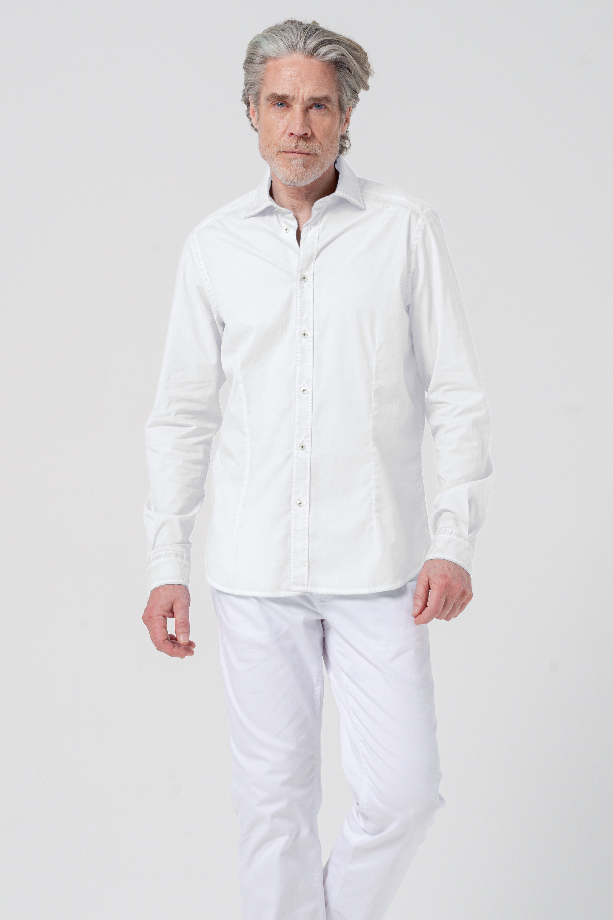 Camicia Popeline Collo Francese - Bianco