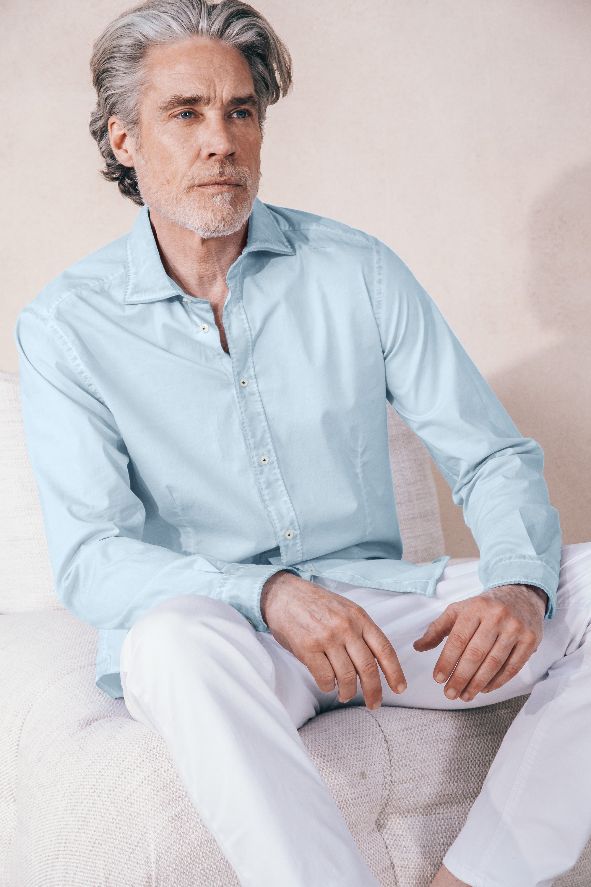 Camicia Popeline Collo Francese - Anice