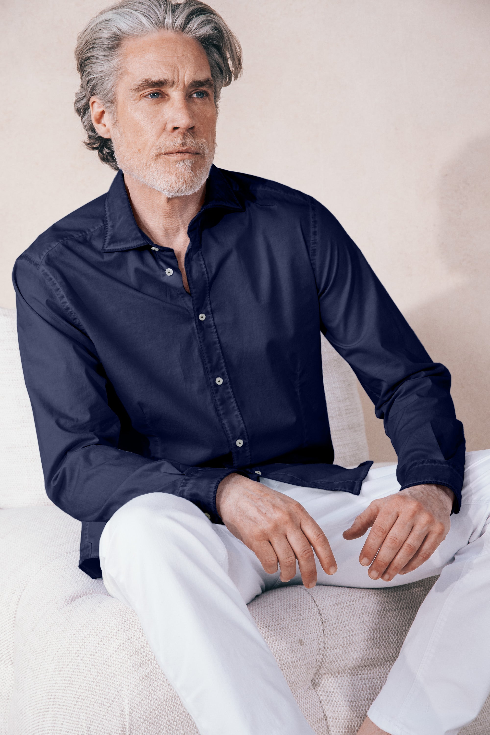 Camicia Slim Popeline Stretch - Navy