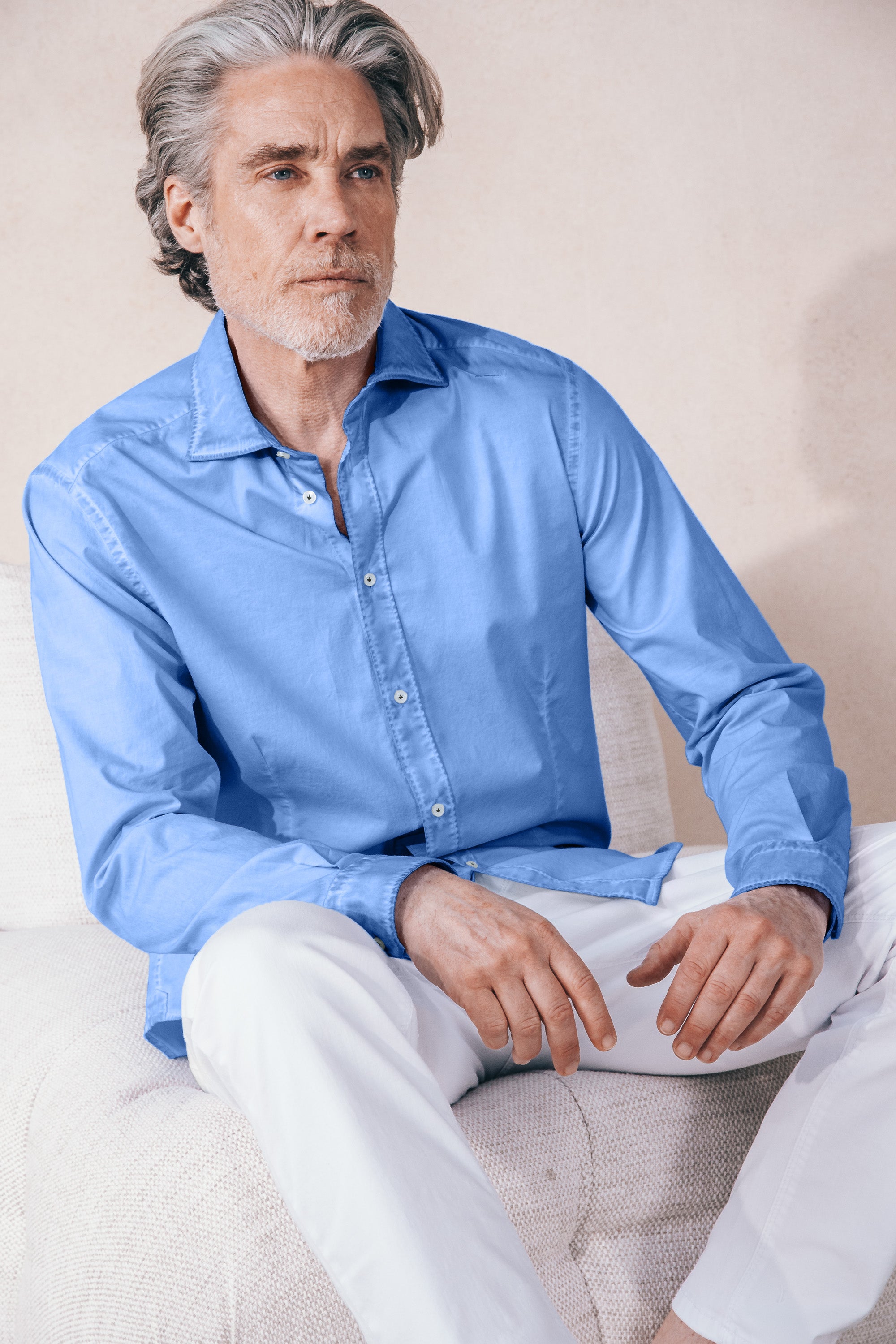 Camicia Popeline Collo Francese - Santorini