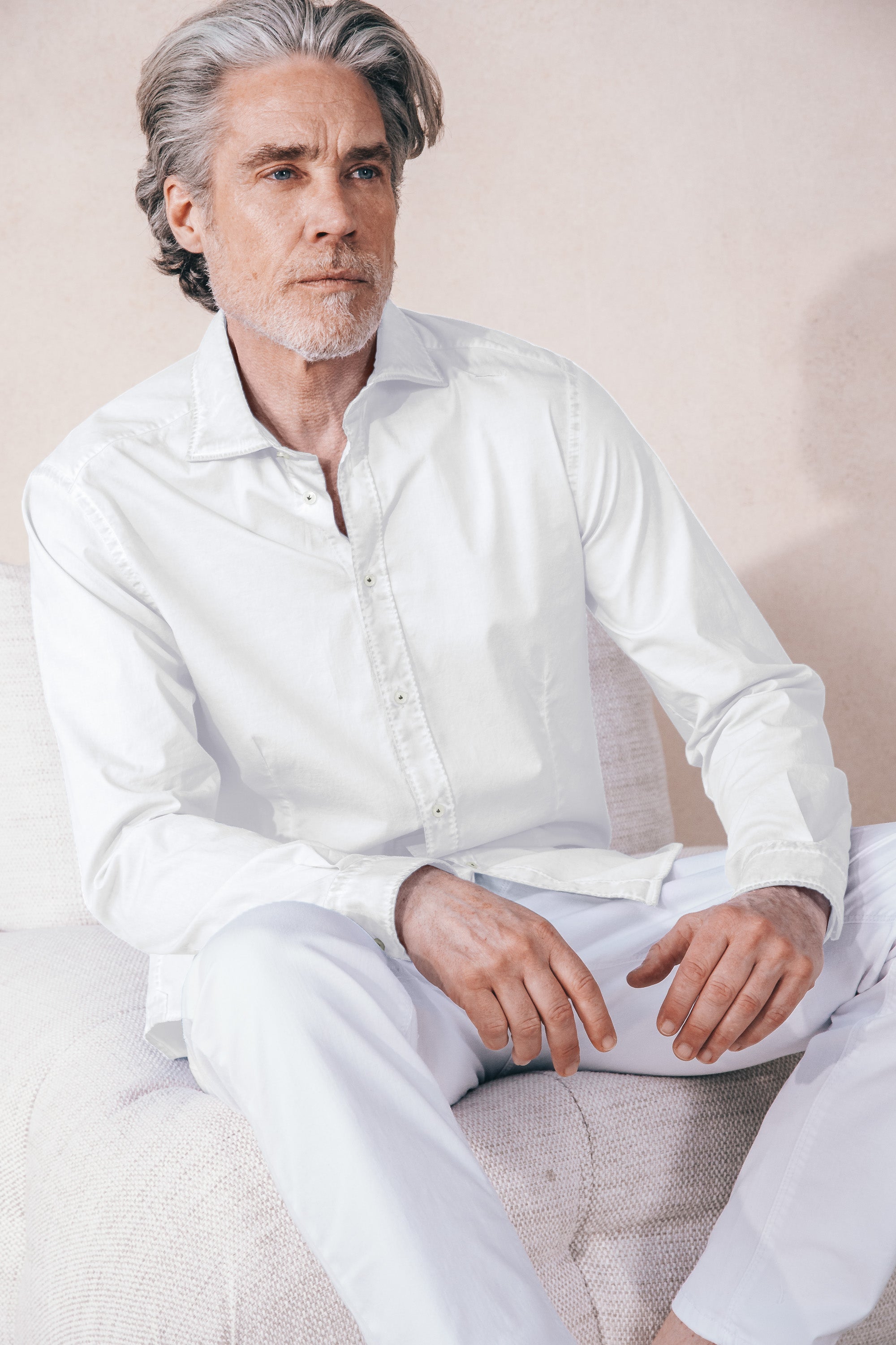 Camicia Popeline Collo Francese - Bianco
