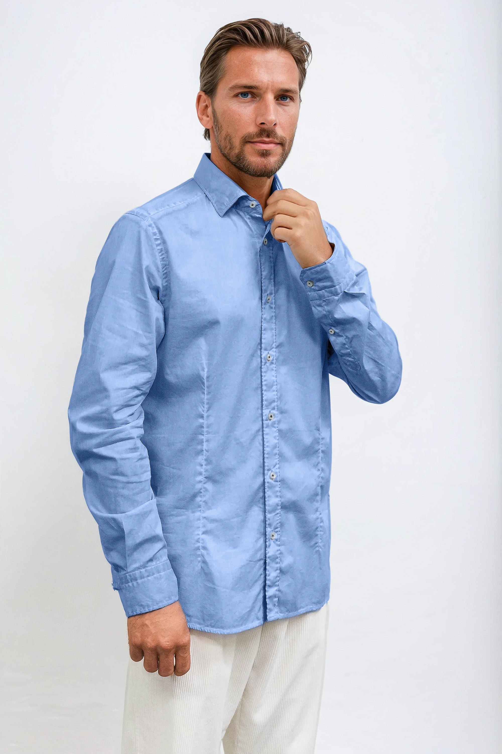 Camicia Popeline Collo Francese - Santorini