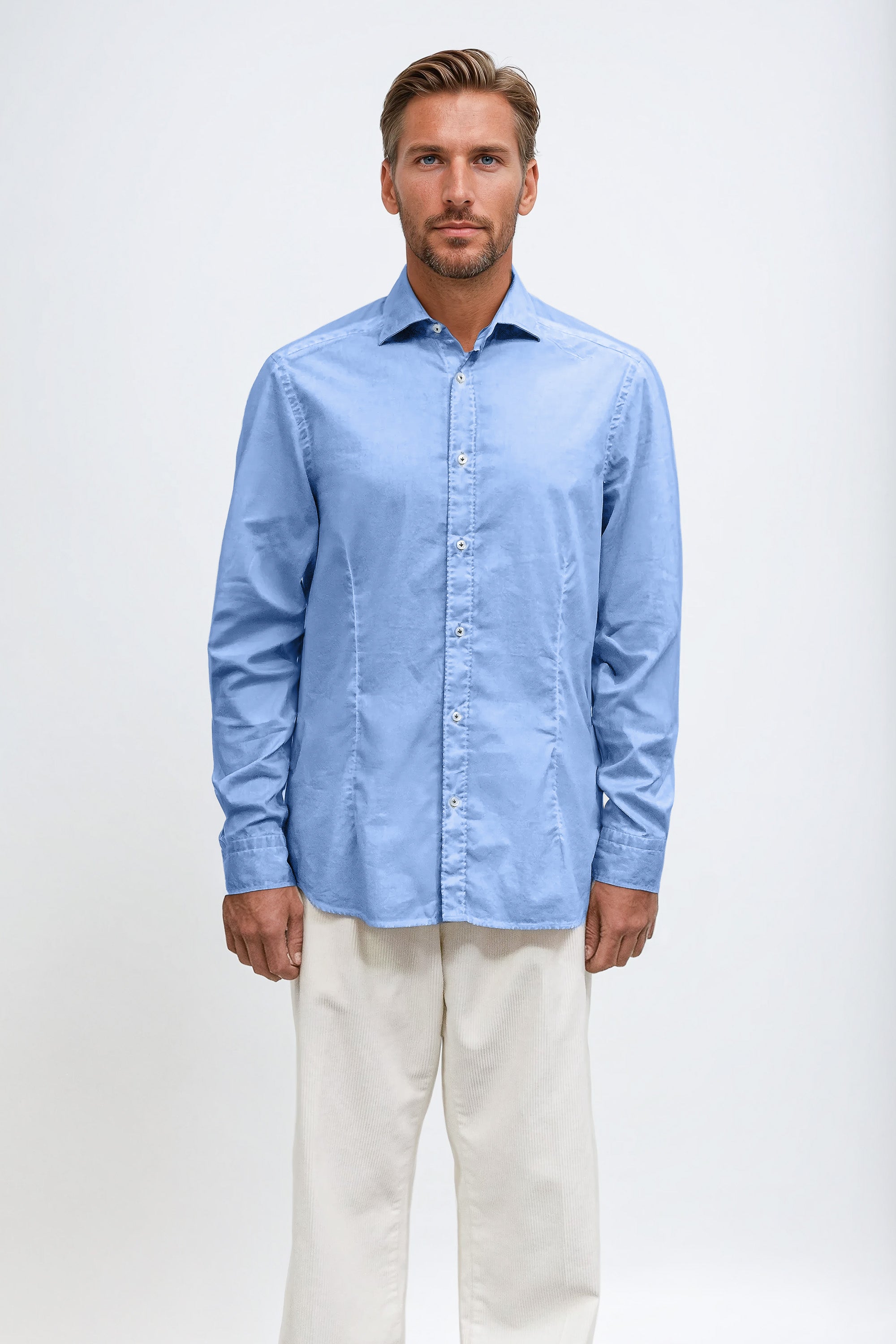 Camicia Popeline Collo Francese - Santorini