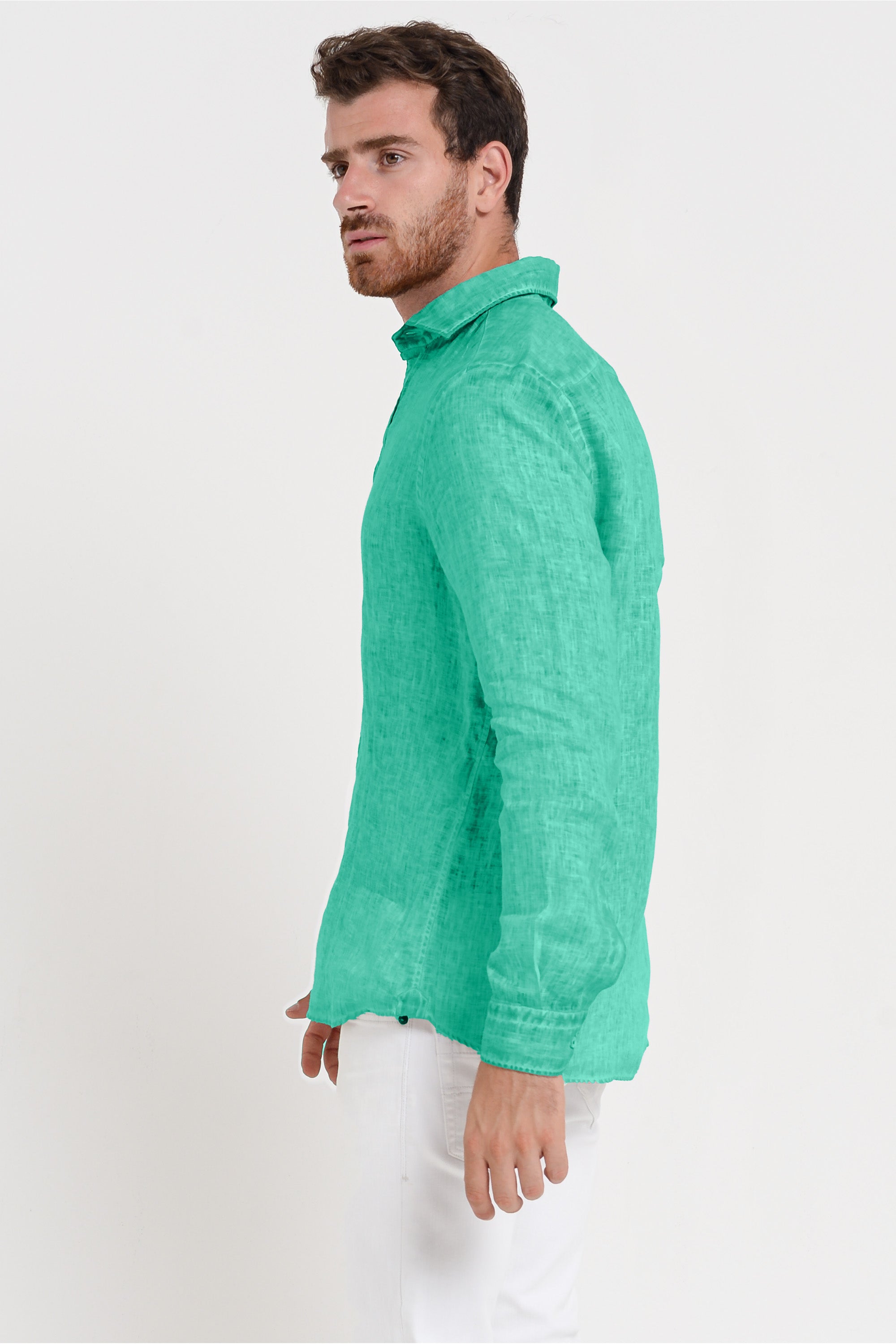 Slim Fit Linen Shirt - Jungle