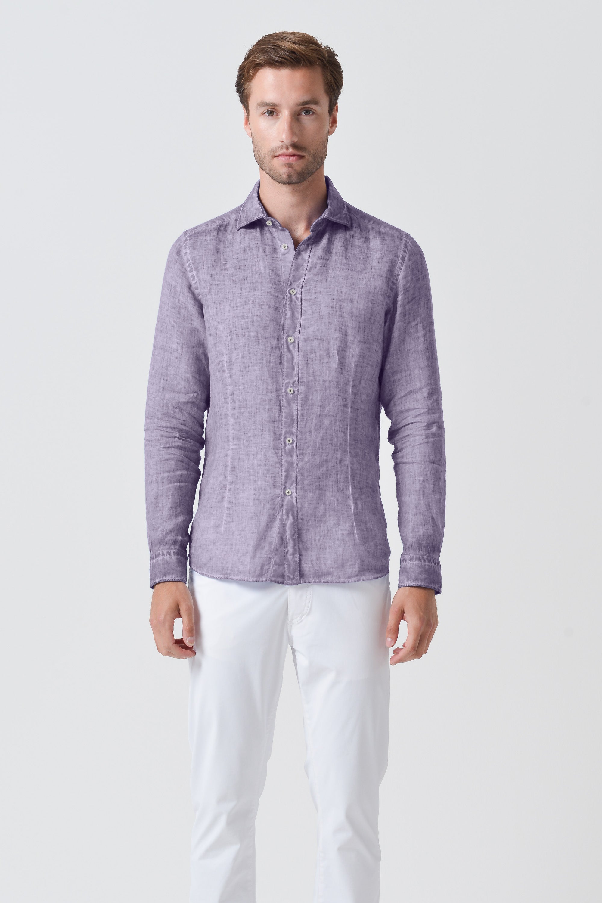 Camicia Slim Lino - Mauve