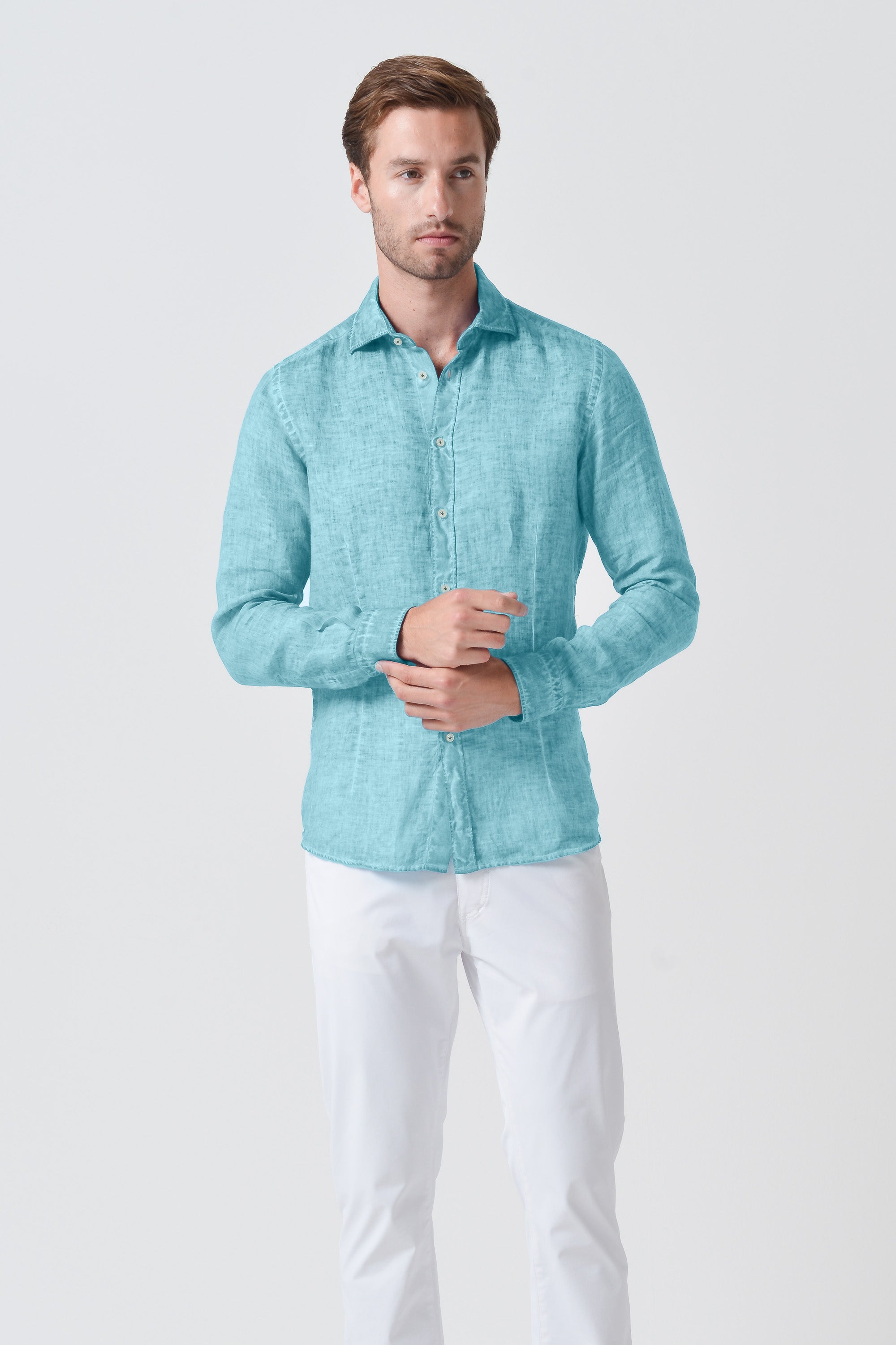 Camicia French Lino - Acqua
