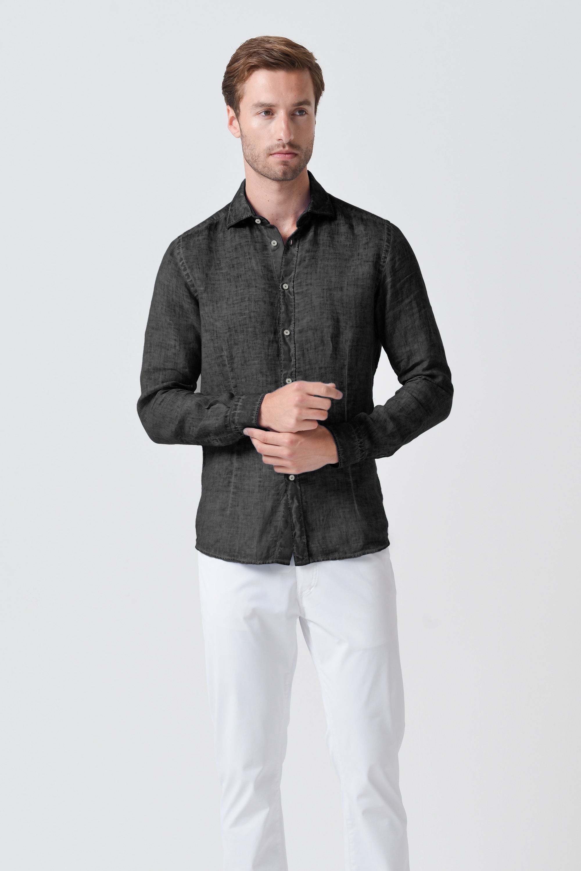 Slim Fit Linen Shirt - Pietra