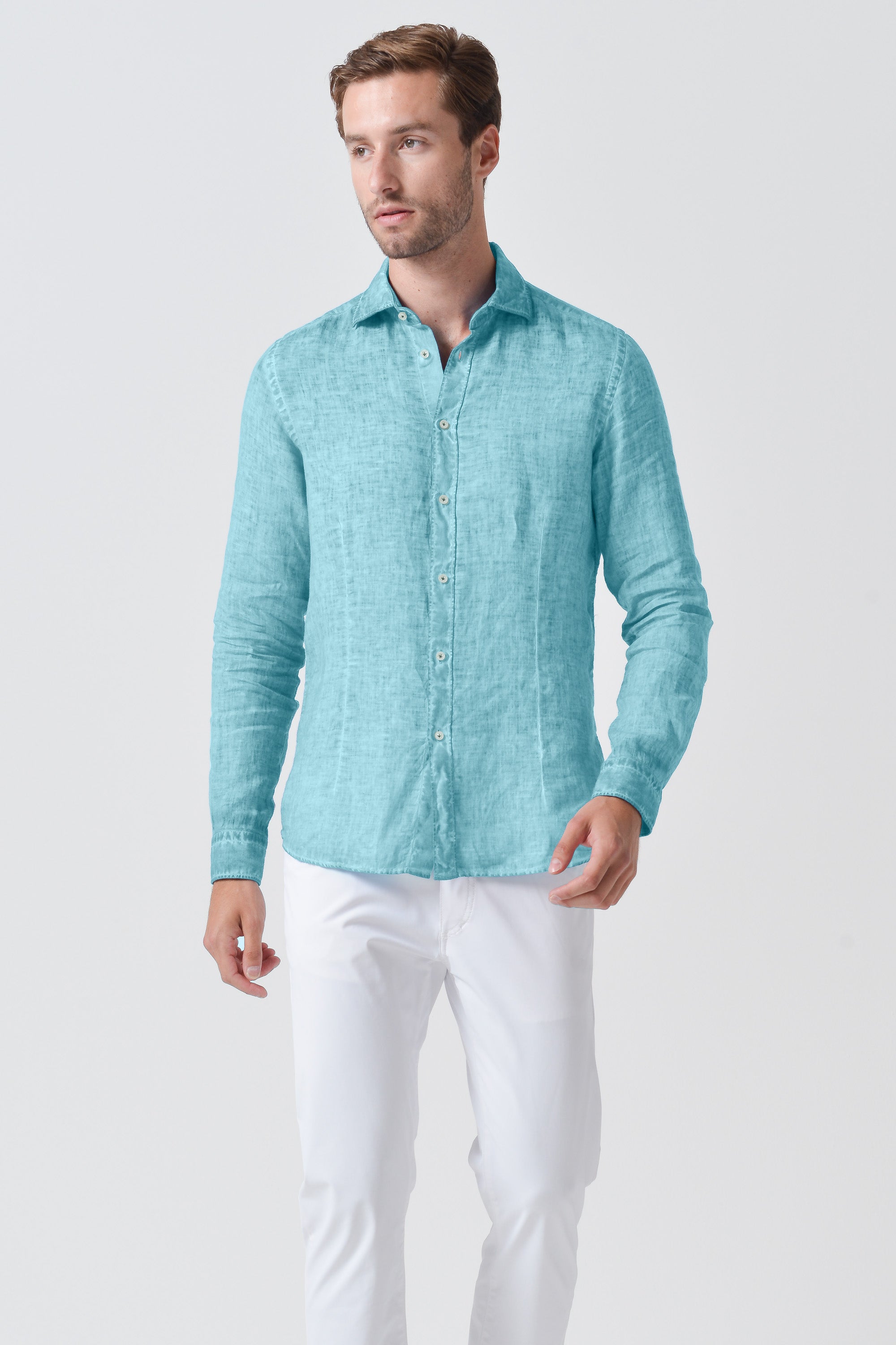 Camicia French Lino - Acqua