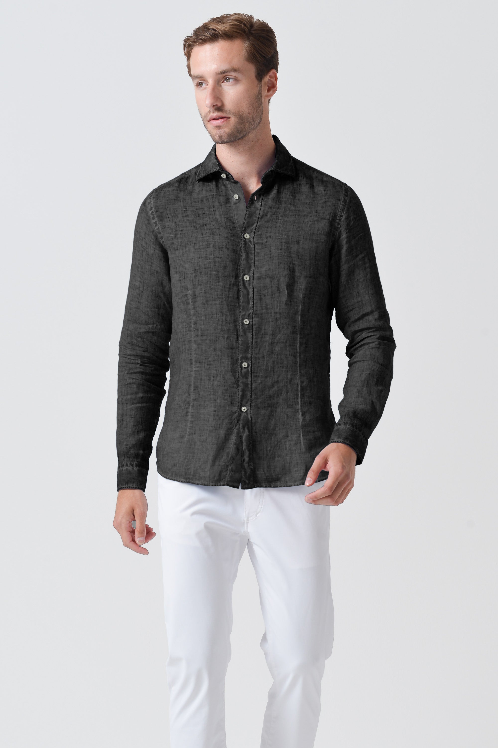 Slim Fit Linen Shirt - Pietra