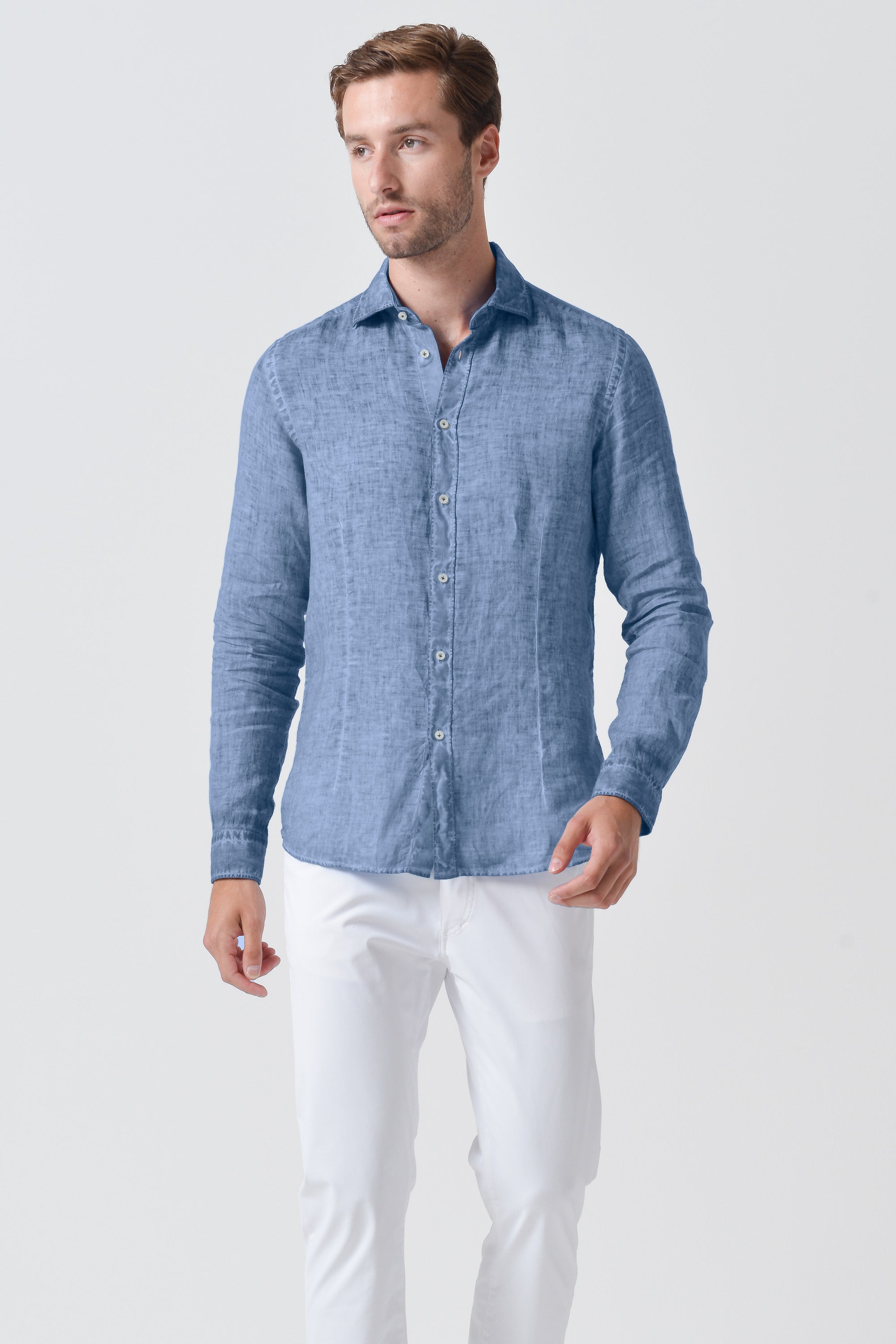 Slim Fit Linen Shirt - Polar