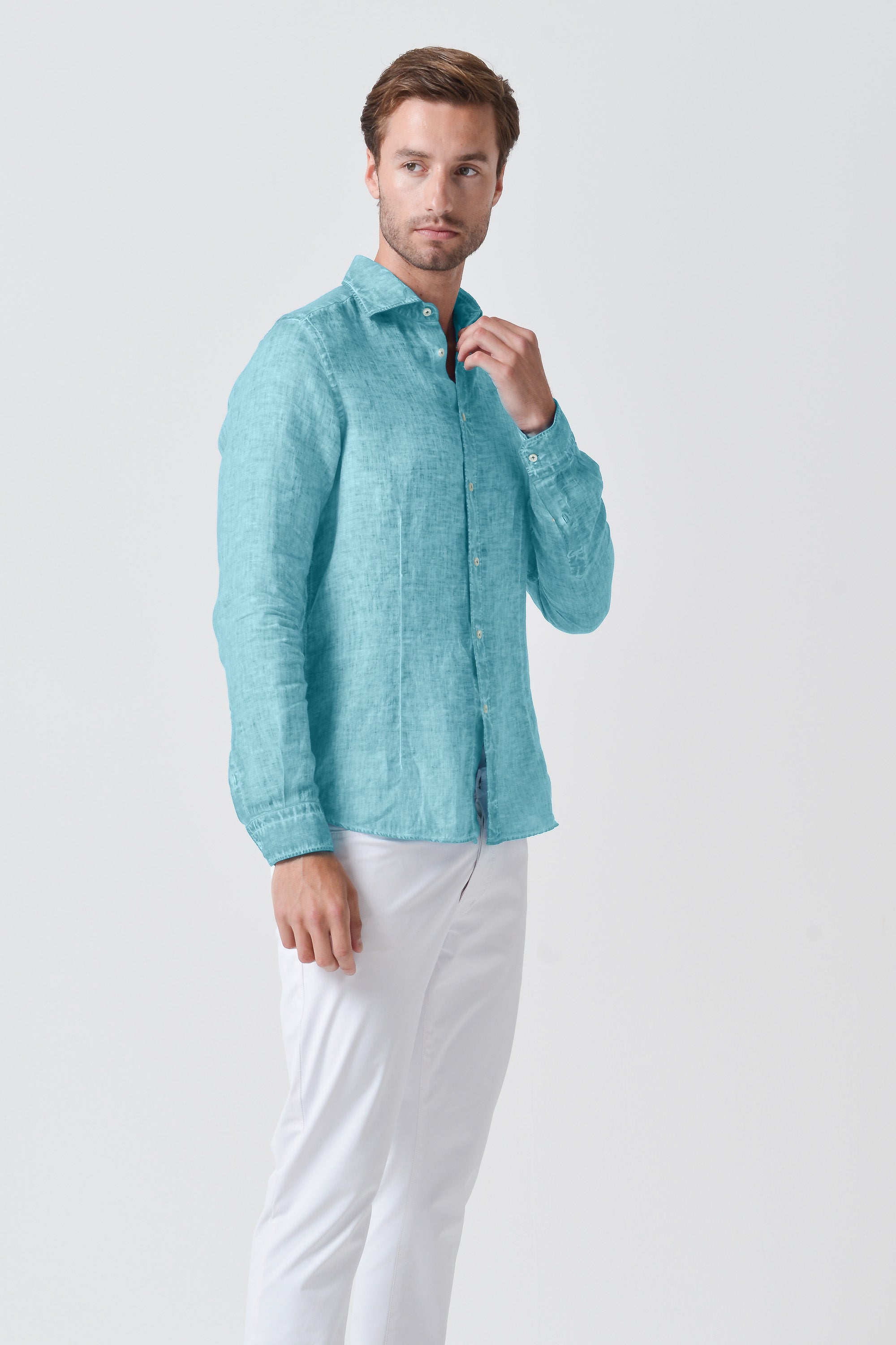 Camicia French Lino - Acqua