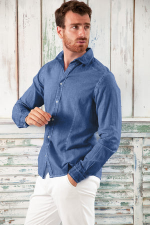 Slim Fit Voile Shirt - Pacific