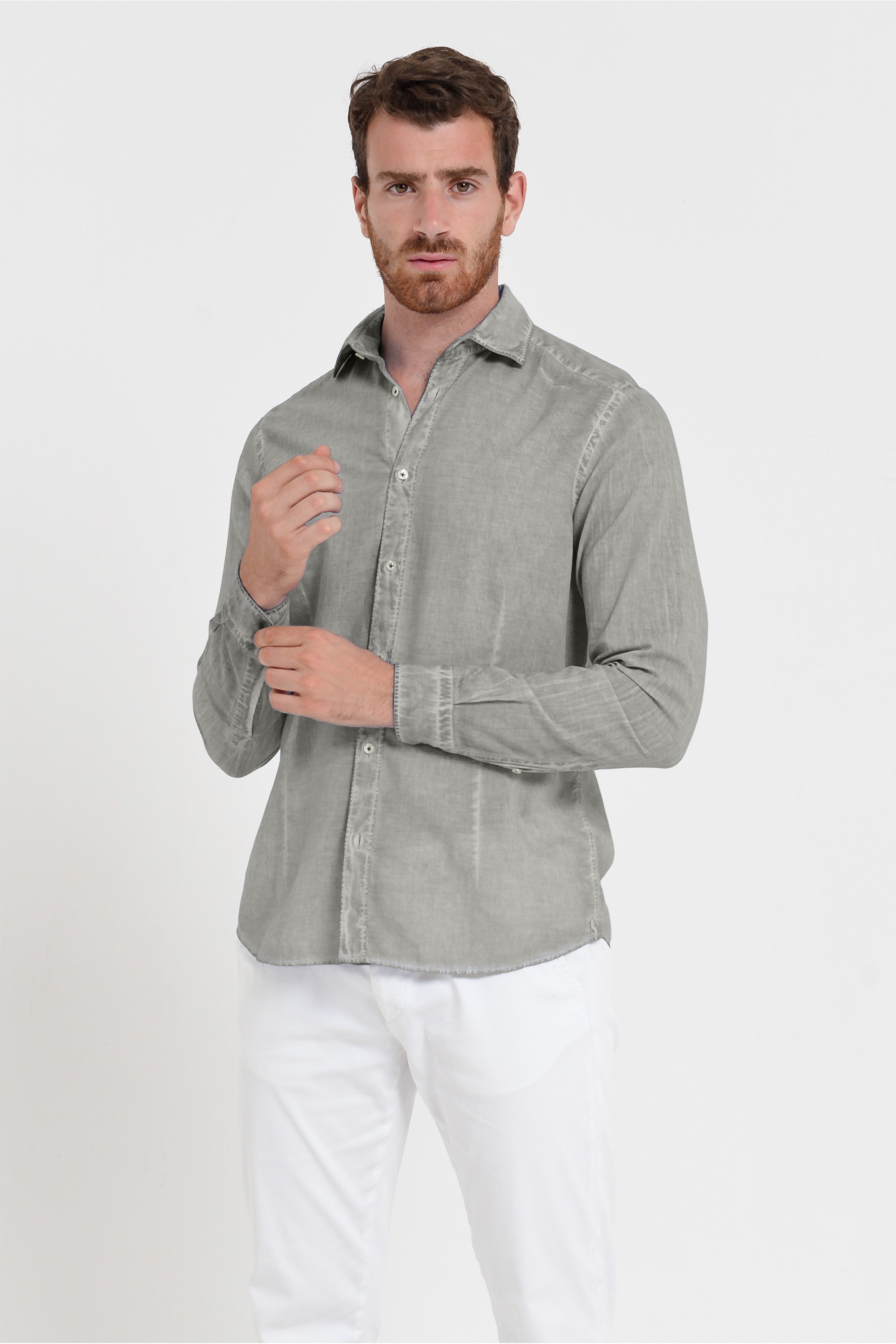 Slim Fit Voile Shirt - Dolphin