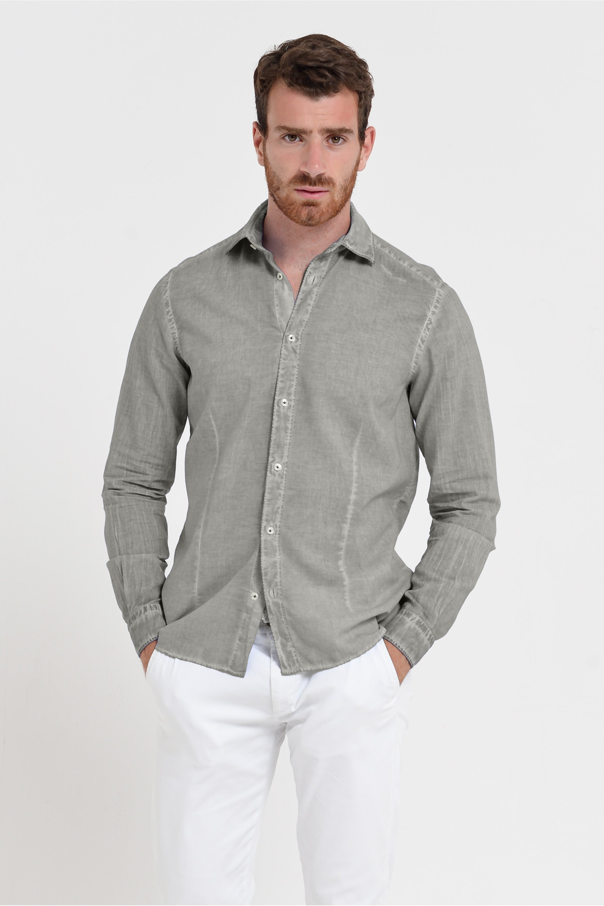 Slim Fit Voile Shirt - Dolphin