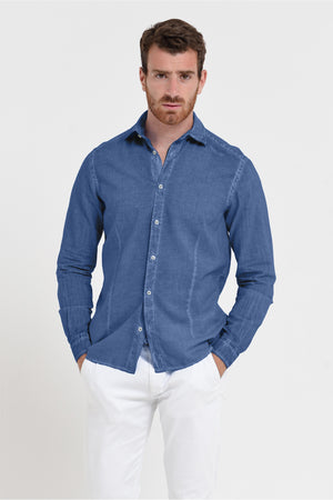 Slim Fit Voile Shirt - Pacific
