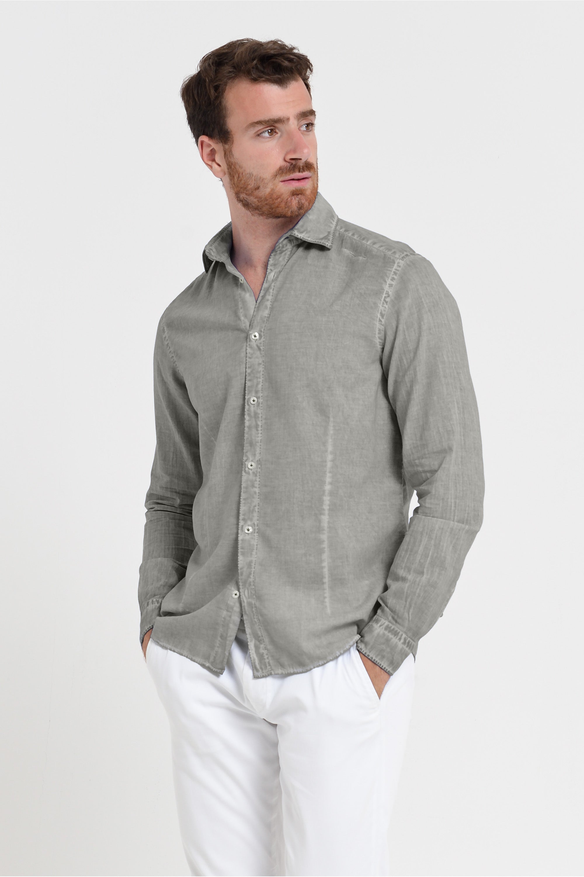Slim Fit Voile Shirt - Dolphin
