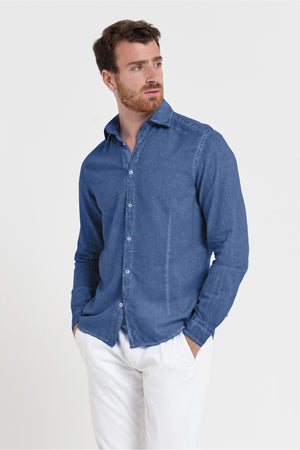 Slim Fit Voile Shirt - Pacific