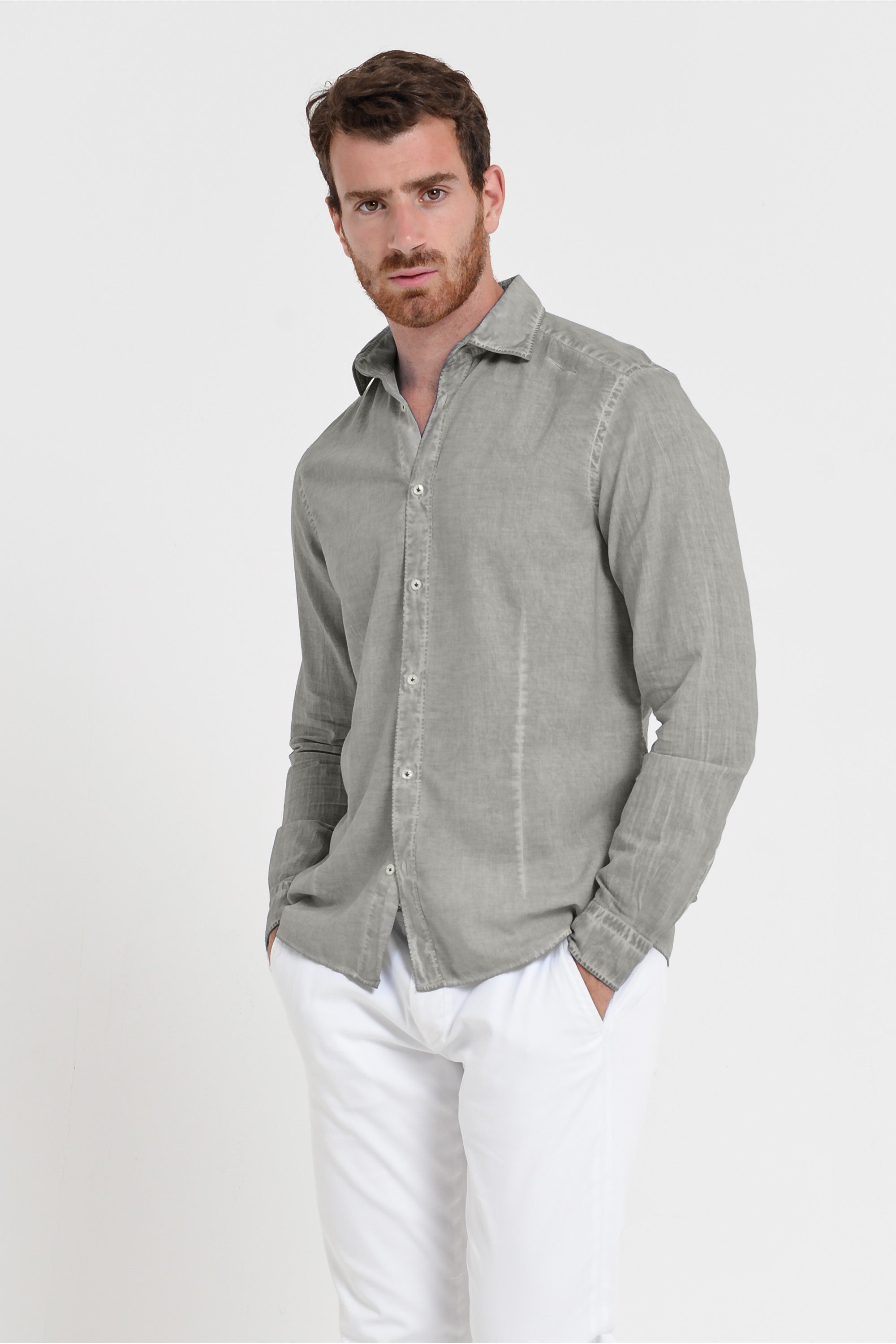 Slim Fit Voile Shirt - Dolphin