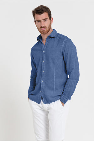 Slim Fit Voile Shirt - Pacific
