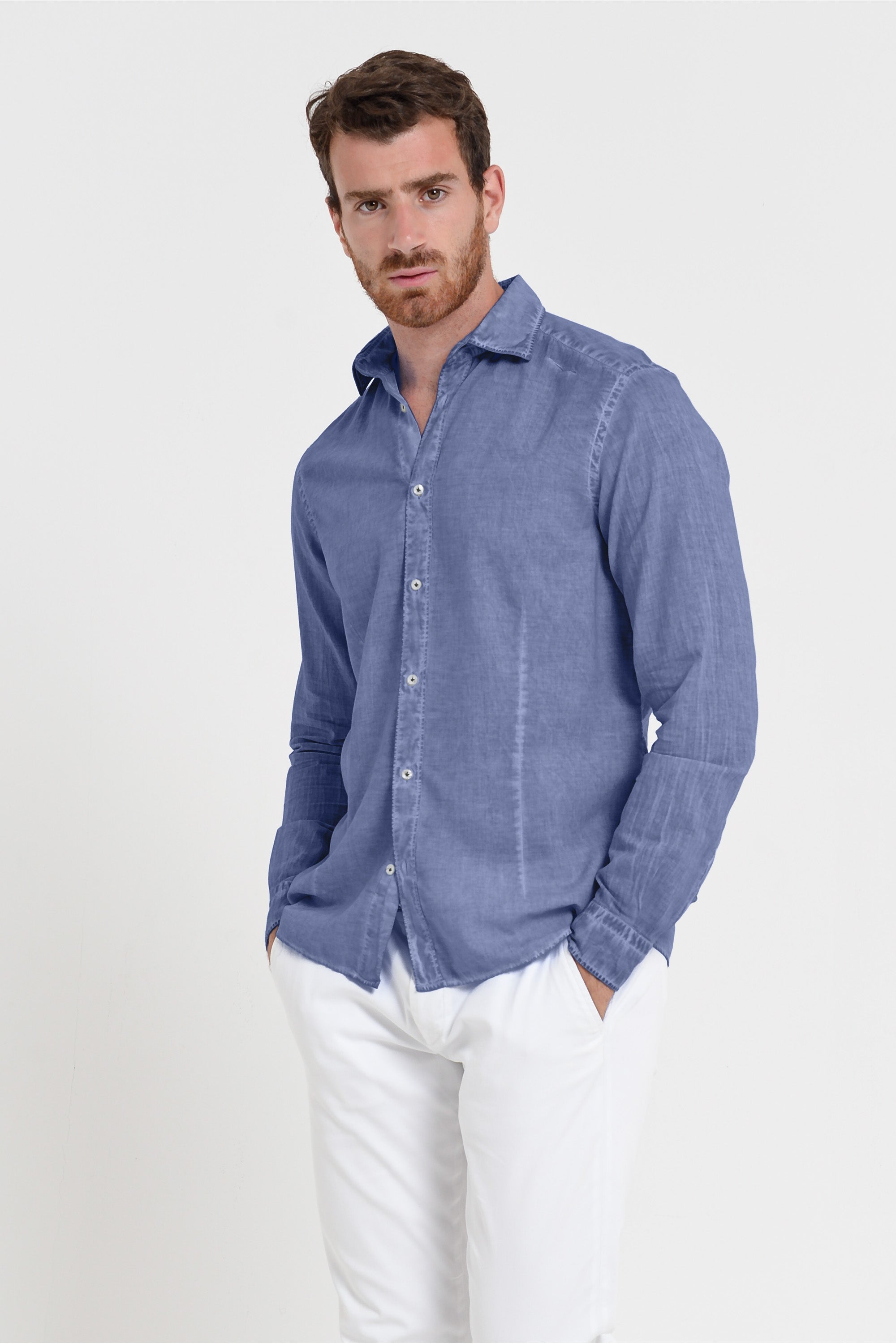 Camicia Slim Cotone Voile - Whale