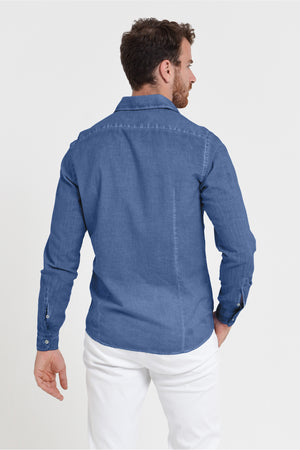 Slim Fit Voile Shirt - Pacific